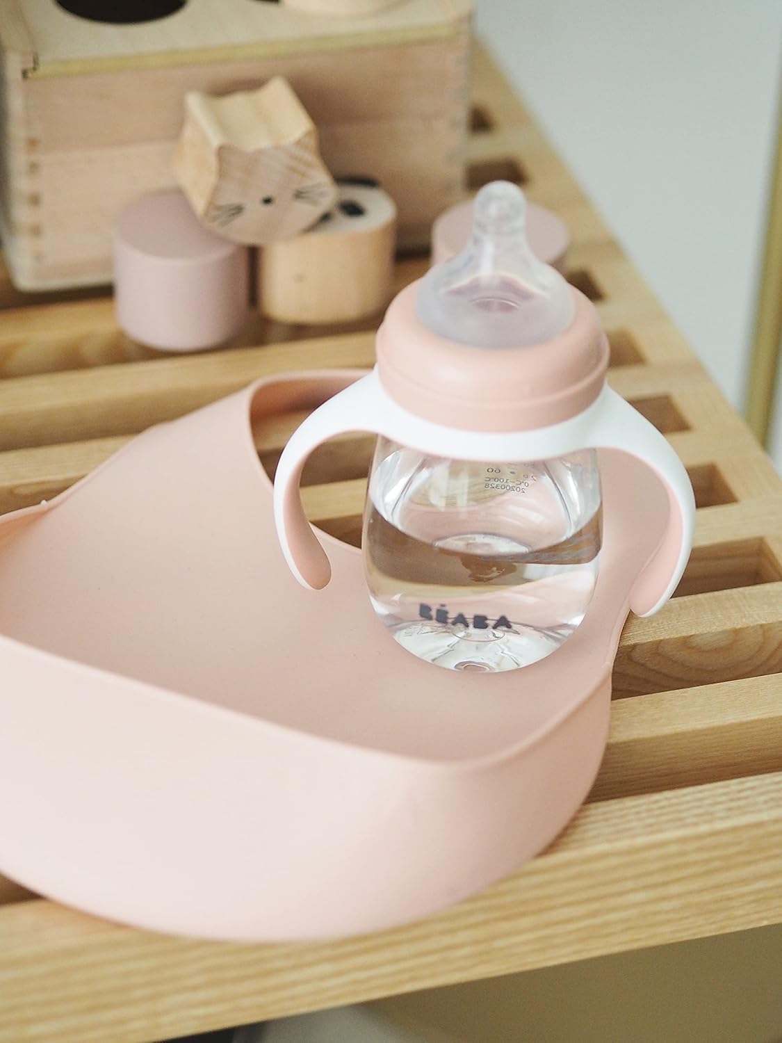 BEABA Silicone Baby Bib, Made with Soft Supple Silicone, Baby Bibs with Baby Food Catcher, Baby Essentials for Baby Feeding