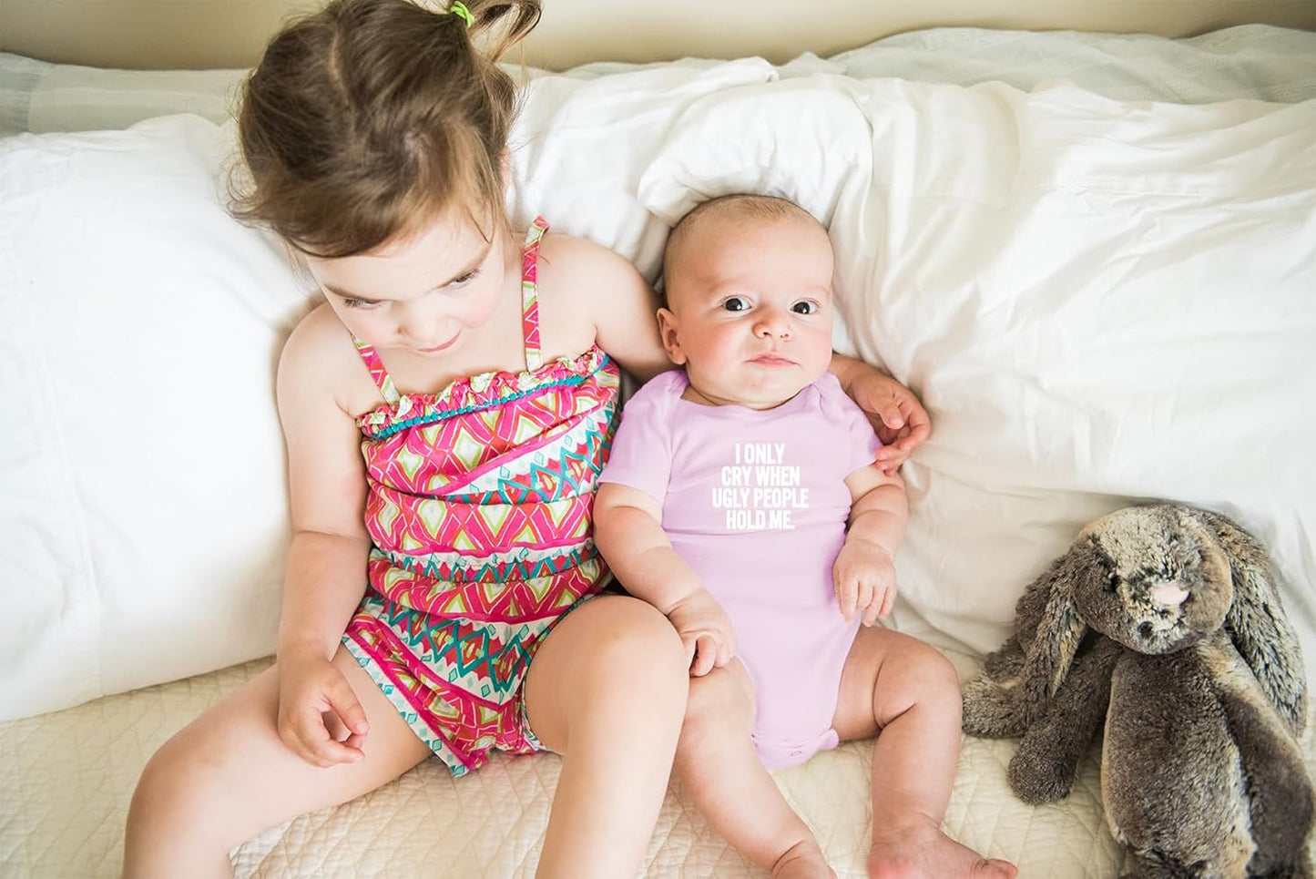 AW Fashions I Only Cry When Ugly People Hold Me Baby Bodysuit Funny Cute Baby Girl or Boy Outfit Romper
