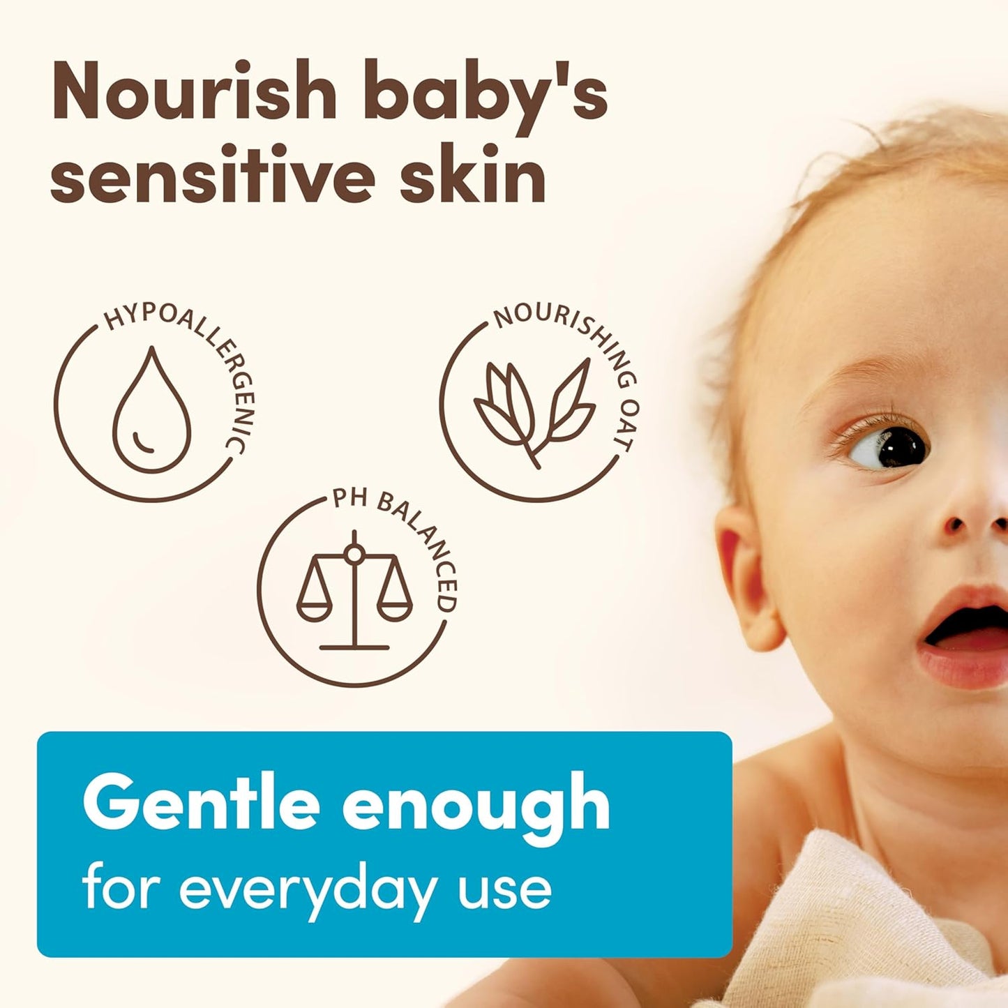 Aveeno Baby Daily Moisture Gentle Bath Wash & Shampoo with Natural Oat Extract, Hypoallergenic, Tear-Free & Paraben-Free Formula For Sensitive Hair & Skin, Lightly Scented, 33 fl. oz
