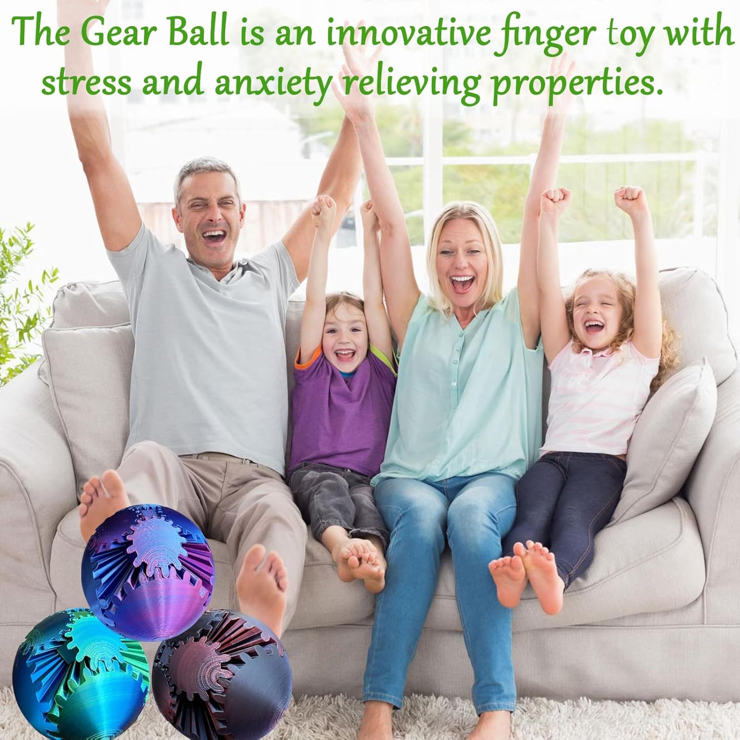 Gear Ball, Gear Sphere, 3D Printed Gear Ball Spin Ball or Cube Fidget Toy, Stress Ball, Fidget Ball, Gear Toy for Stress and Anxiety Relaxing (Color D)
