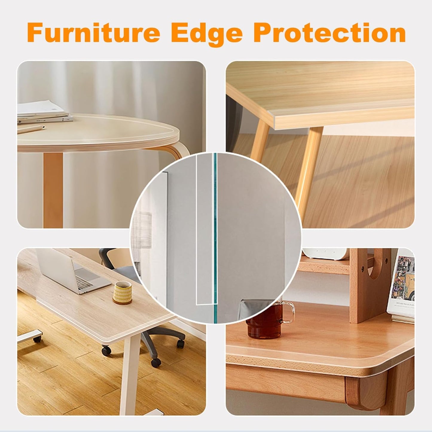 1.57 in x 9.84 FT,Clear Edge Protector Strip Sharp Edge Wrap Cover Tape,Self Adhesive Protective Bumper Guards for Cabinet Door Desk Glass Table Bed Furniture, Kitchen Countertop, Waterproof