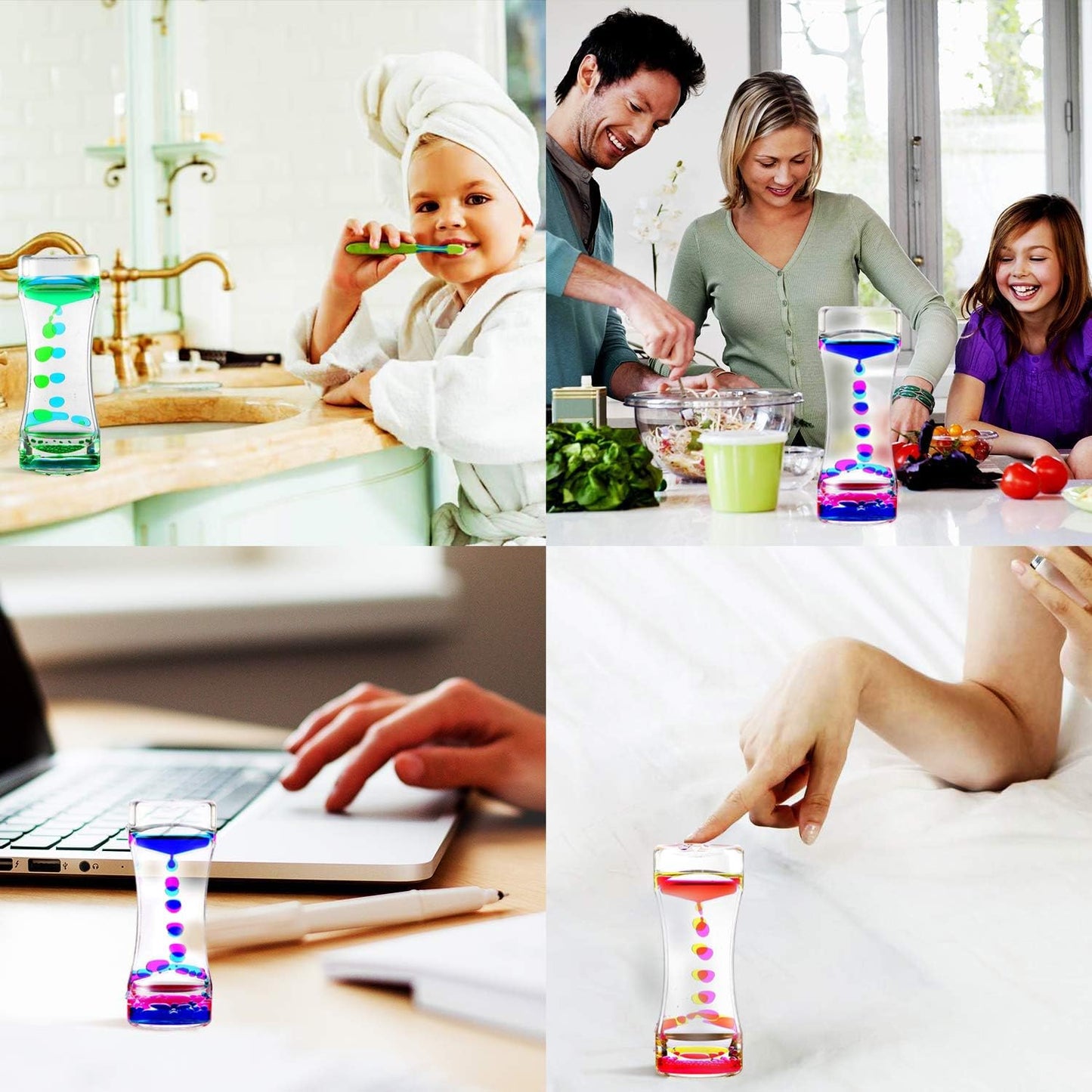 YUE MOTION Liquid Motion Bubbler Visual Sensory Toys, 2 Minute Liquid Timer– New Big Calming Sensory Bubbler Toy- Colorful Liquid Hourhlass for Stocking Stuffers, Easter Basket Stuffers(Pack of 2)