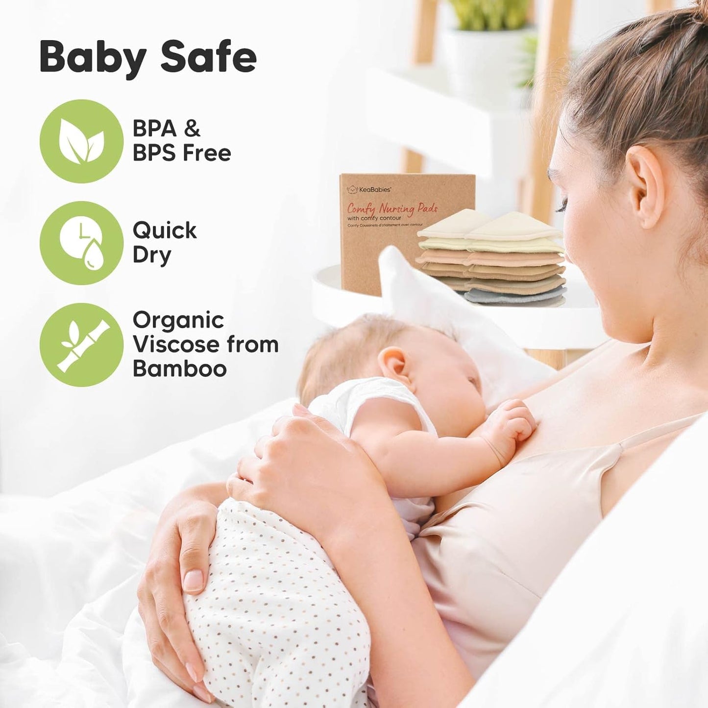 Organic Nursing Pads - 14 Washable Viscose Derived from Bamboo Breastfeeding Pads, Wash Bag, Reusable Breast Pads for Breastfeeding, Nipple Pads for Breastfeeding Essentials(Earth, L 4.8")
