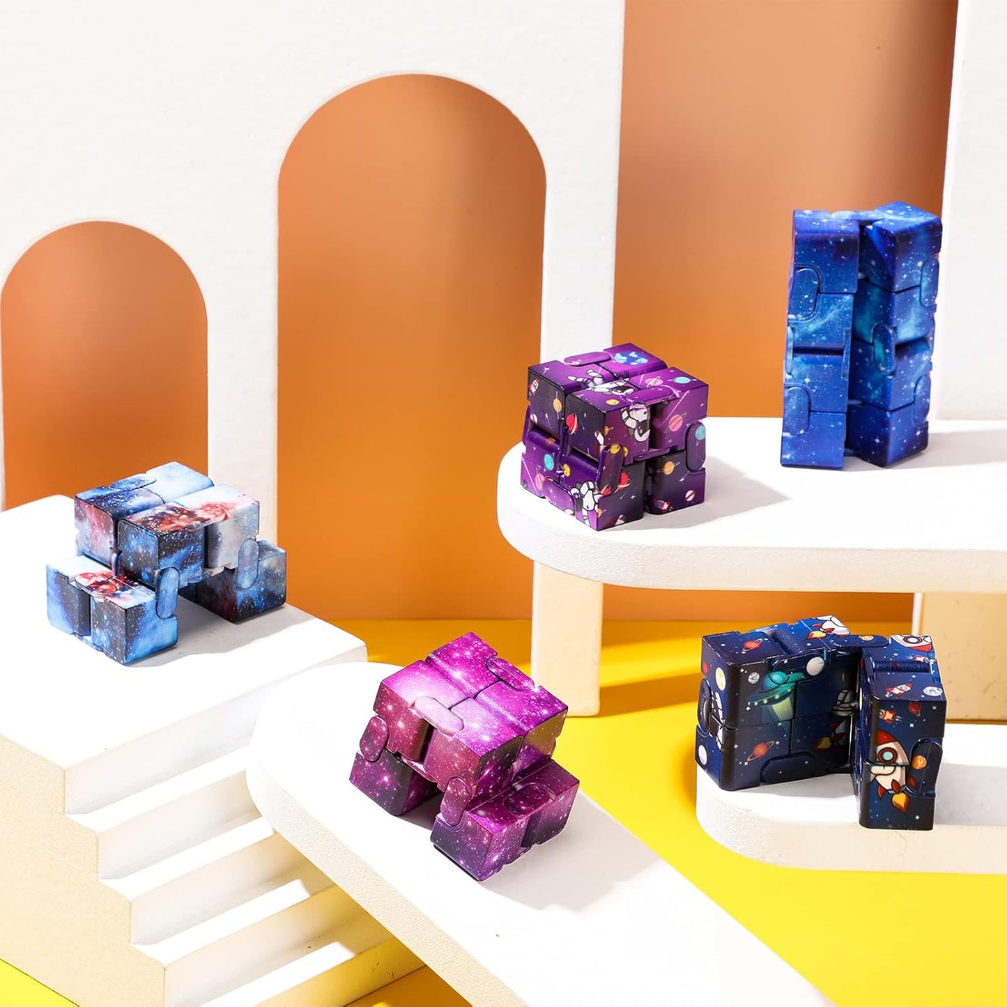Galaxy Cubes Bulk Toys Gifts Space Astronaut Sensory Stress Anxiety Relief Cool Hand Mini Kill Time Cube Toys Party Favors Stuffers for ADHD Teens Adults, 5 Styles(Fresh Style,30 Pieces)