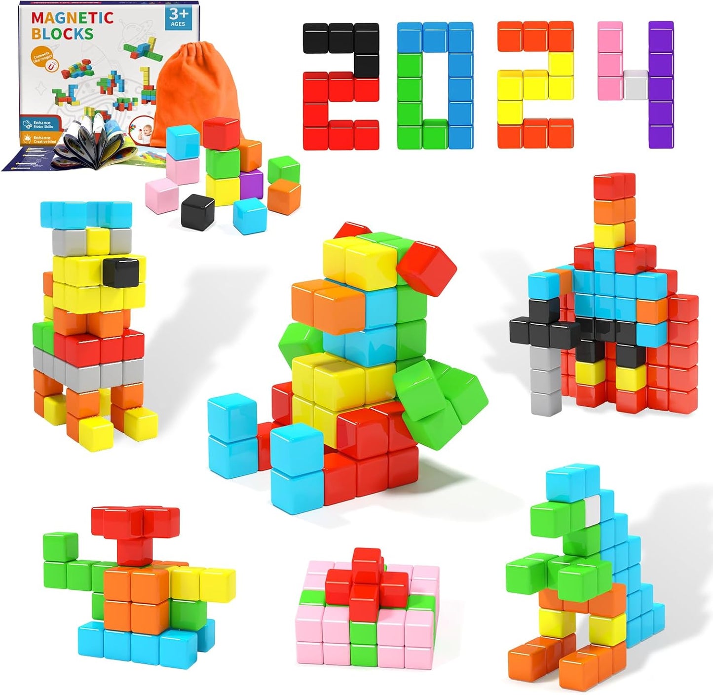 40pcs Magnetic Blocks for Toddler Toys, Magnetic Cubes Building Blocks Classroom Must Haves, STEM Preschool Sensory Magnet Toys for 3 4 5 6 Year Old Boys and Girls