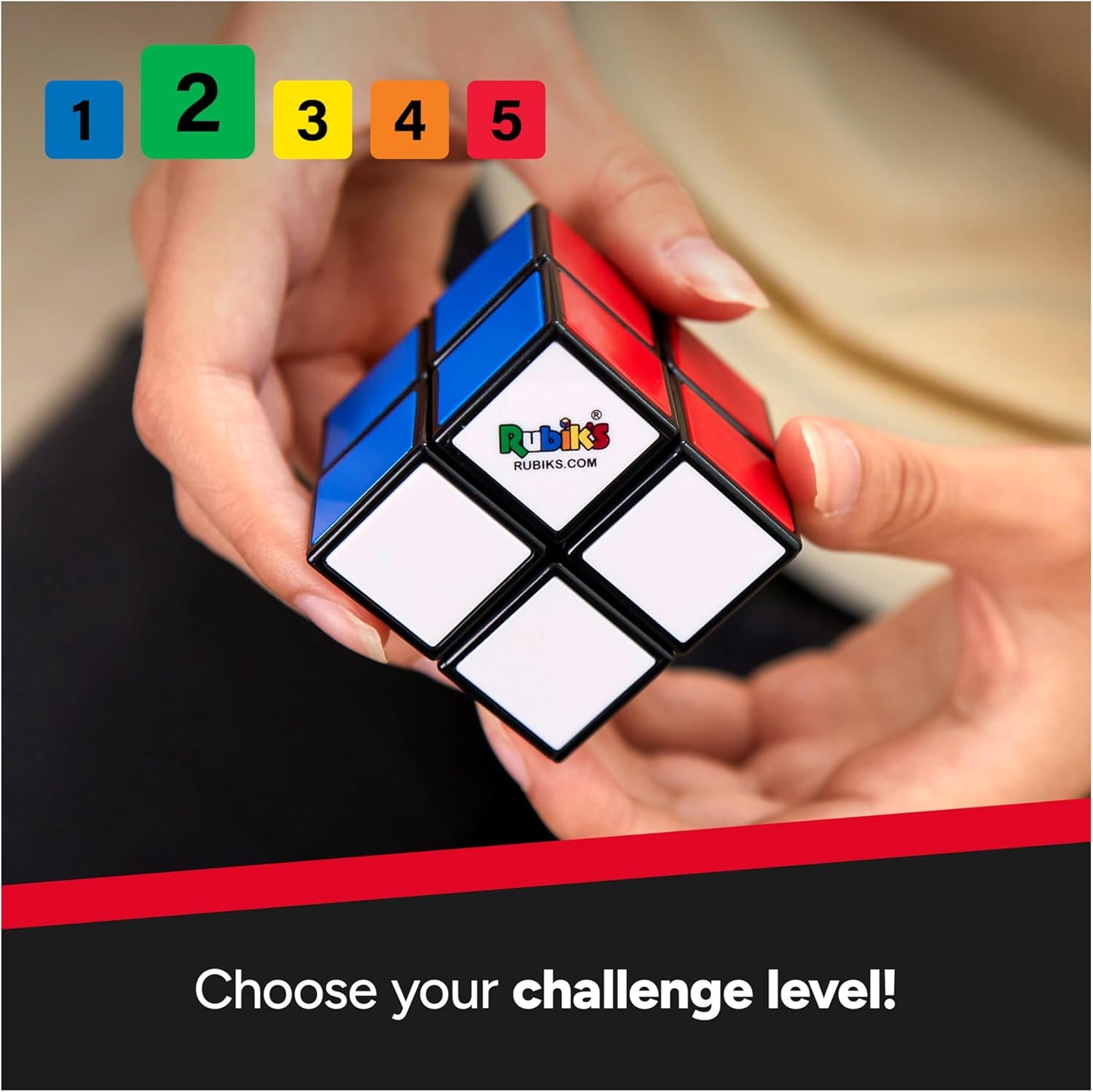 Rubik's Mini, Original 2x2 Rubik's Cube 3D Puzzle Fidget Cube Stress Relief Fidget Toy Brain Teasers Travel Games, Packaging May Vary, for Adults and Kids Ages 8+