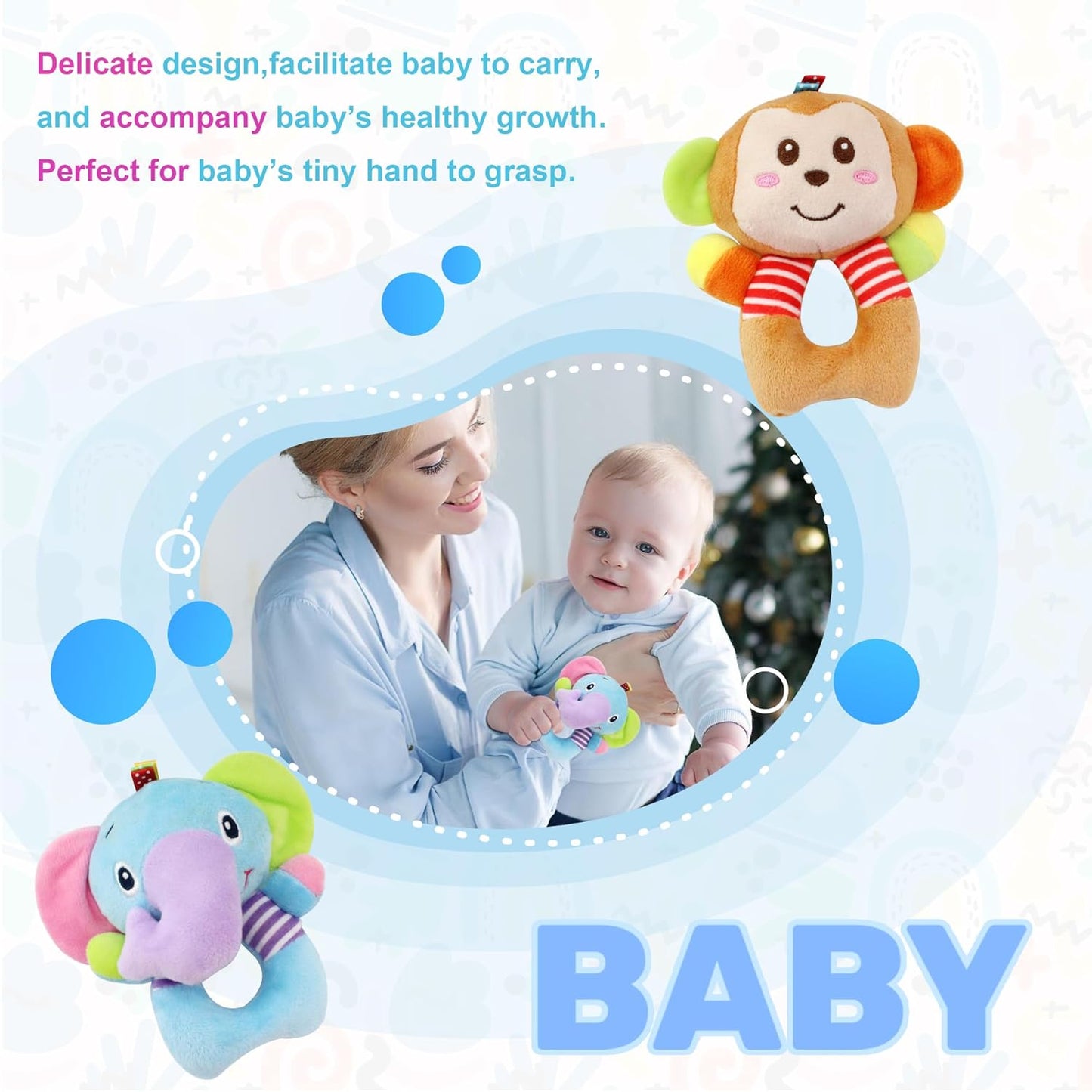 BLOOBLOOMAX Sock rattles for Babies 0-24 Months Baby Animal Foot Finder Educational Toys