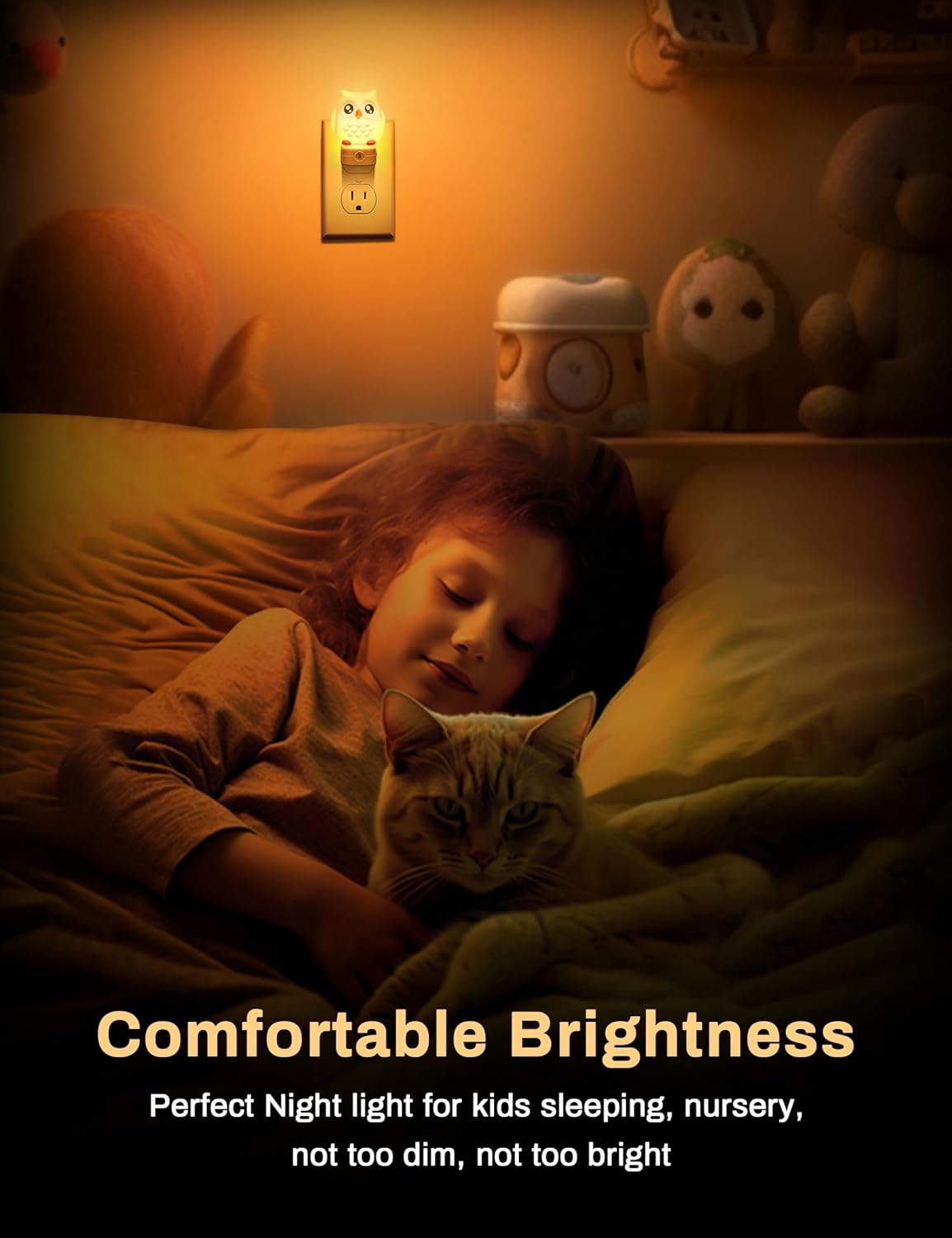 Owl Night Lights Plug Into Wall, Cute Night Light for Kids, 8-Color LED Night Light with Dusk to Dawn Sensor, Decorative Nightlight for Kid Room, Bathroom, Bedroom, Children Gift, 1 Pack