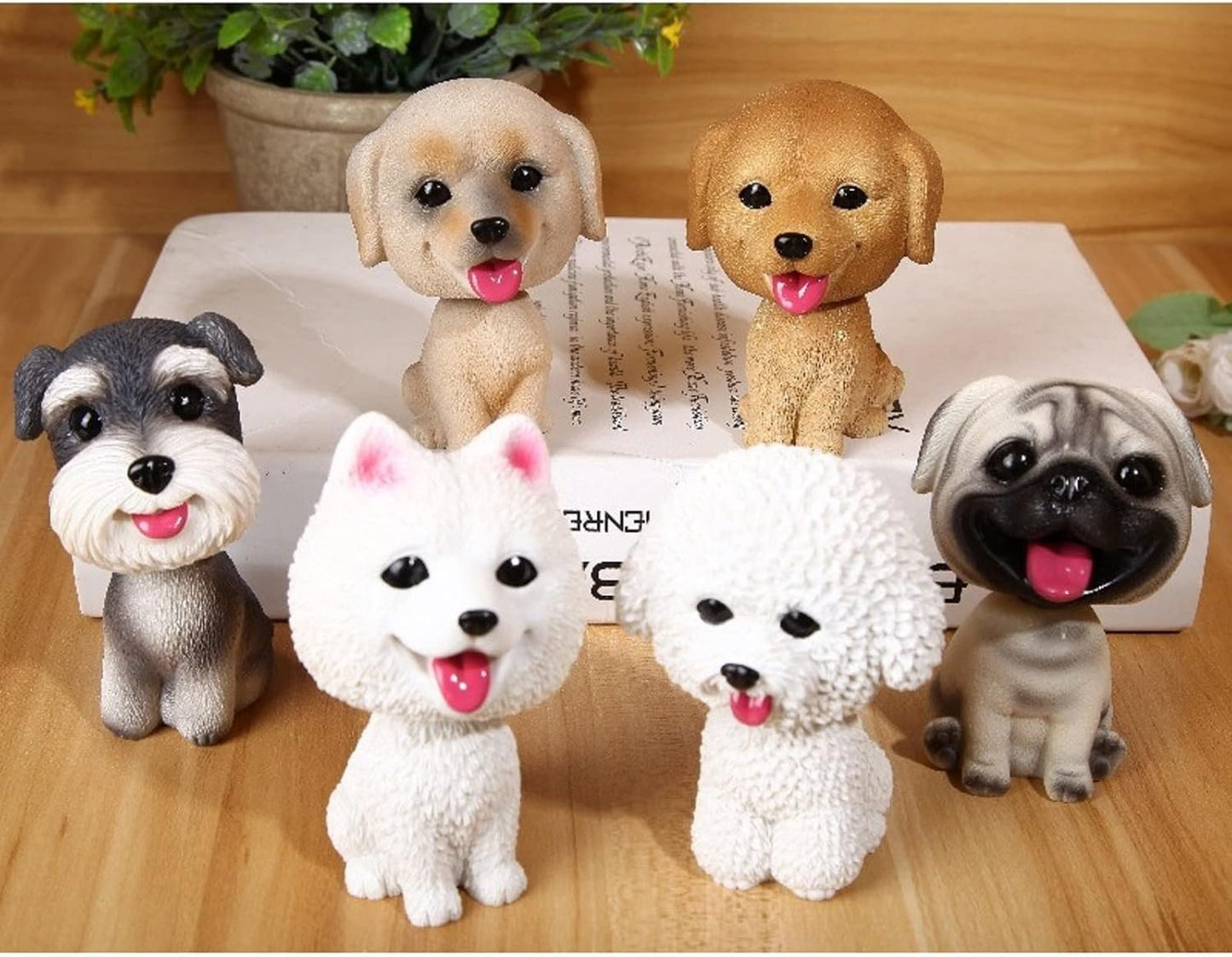 Resin Bobbing Head Dog Figurines Mini Bobblehead Puppy for Home Office Desk Car Dashboards Decor Ornaments (Labrador)