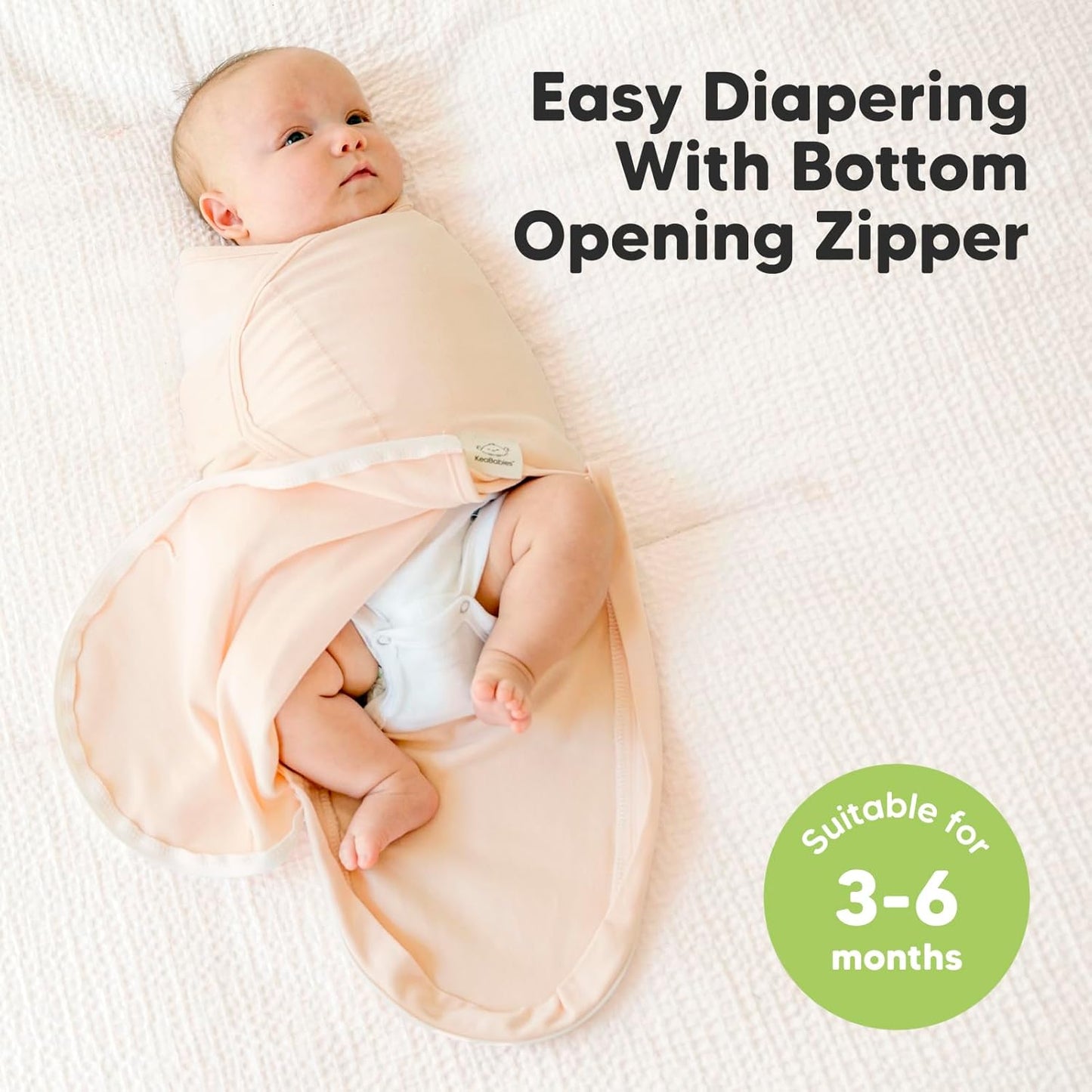Baby Swaddle Sleep Sacks with Zipper - 3-Pack Swaddles for Newborns 3-6 Months, Infant, Baby Girls, Boys, Soft & Durable Newborn Sleep Sack, Easy Diaper Change Swaddling Blanket (Angelic, L)