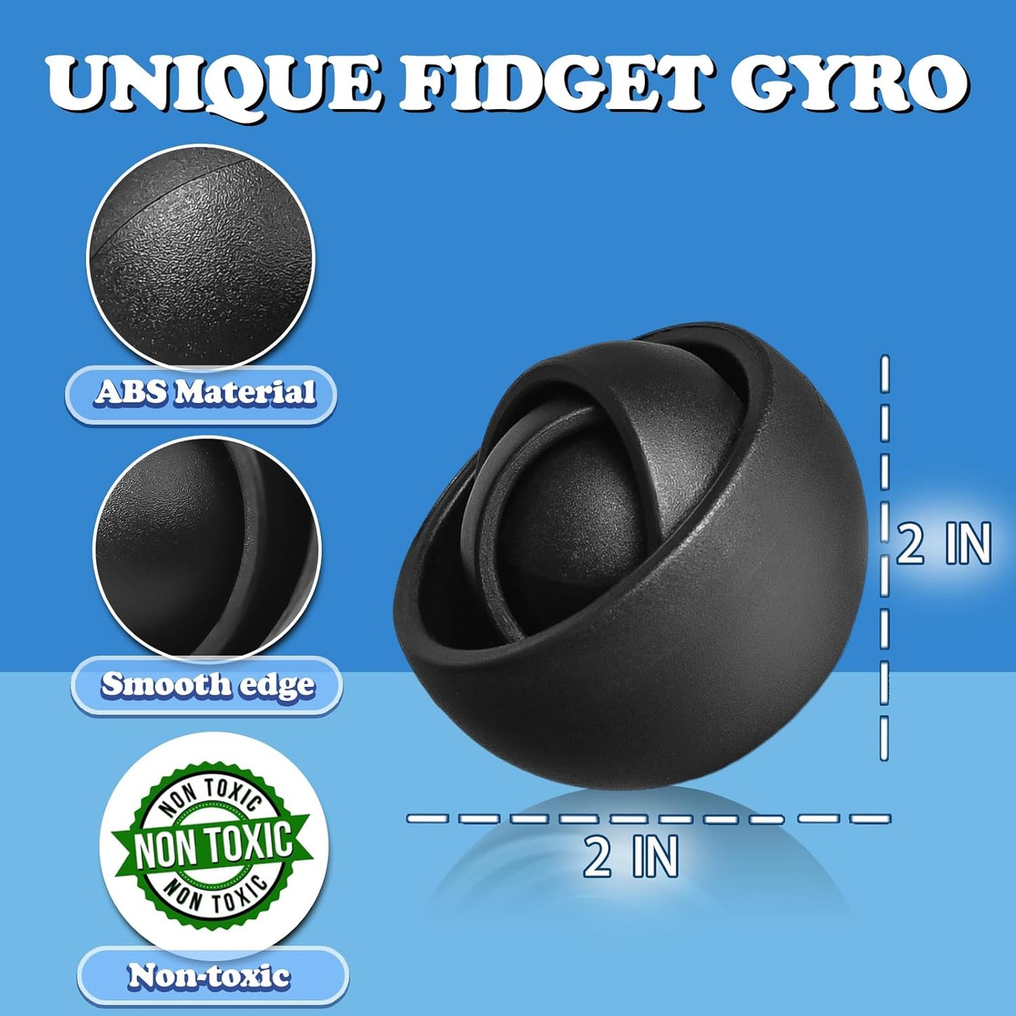 Fidget Toys Adults 2 PCs , Sensory Figette Spinner Anxiety Stress Relief Toys Quiet Fidgets Gyro for Autism ADHD Kids Gifts Cool Gadget Office Desk Toy Easter Basket Stuffers for Teen Boys