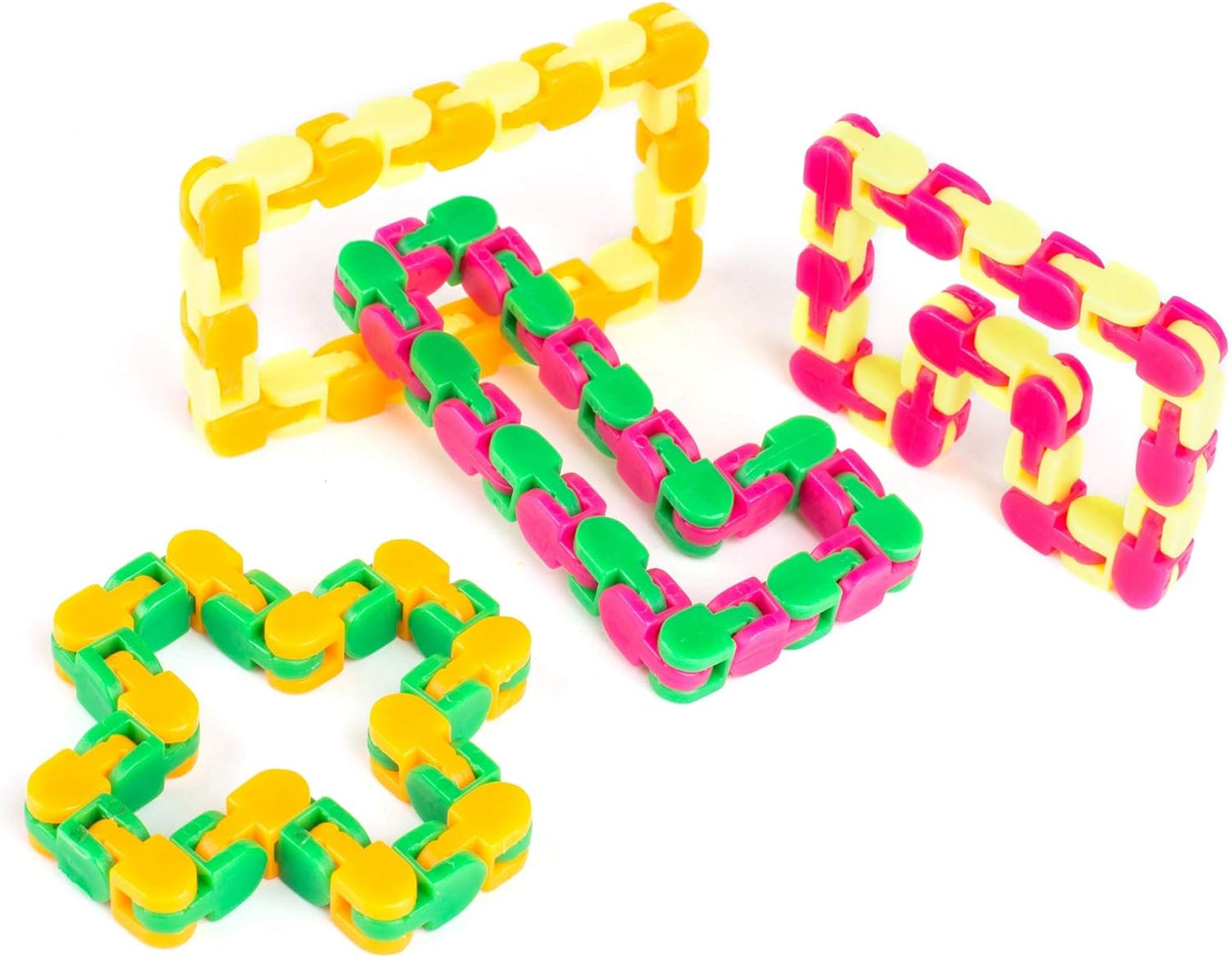 Neliblu Wacky Tracks Snap and Click Fidget Toys for Sensory Kids - ADHD, Autism, Stress Relief Therapy - Keeps Fingers Busy and Minds Focused - Snake Puzzles, Assorted Colors (Pack of 4)