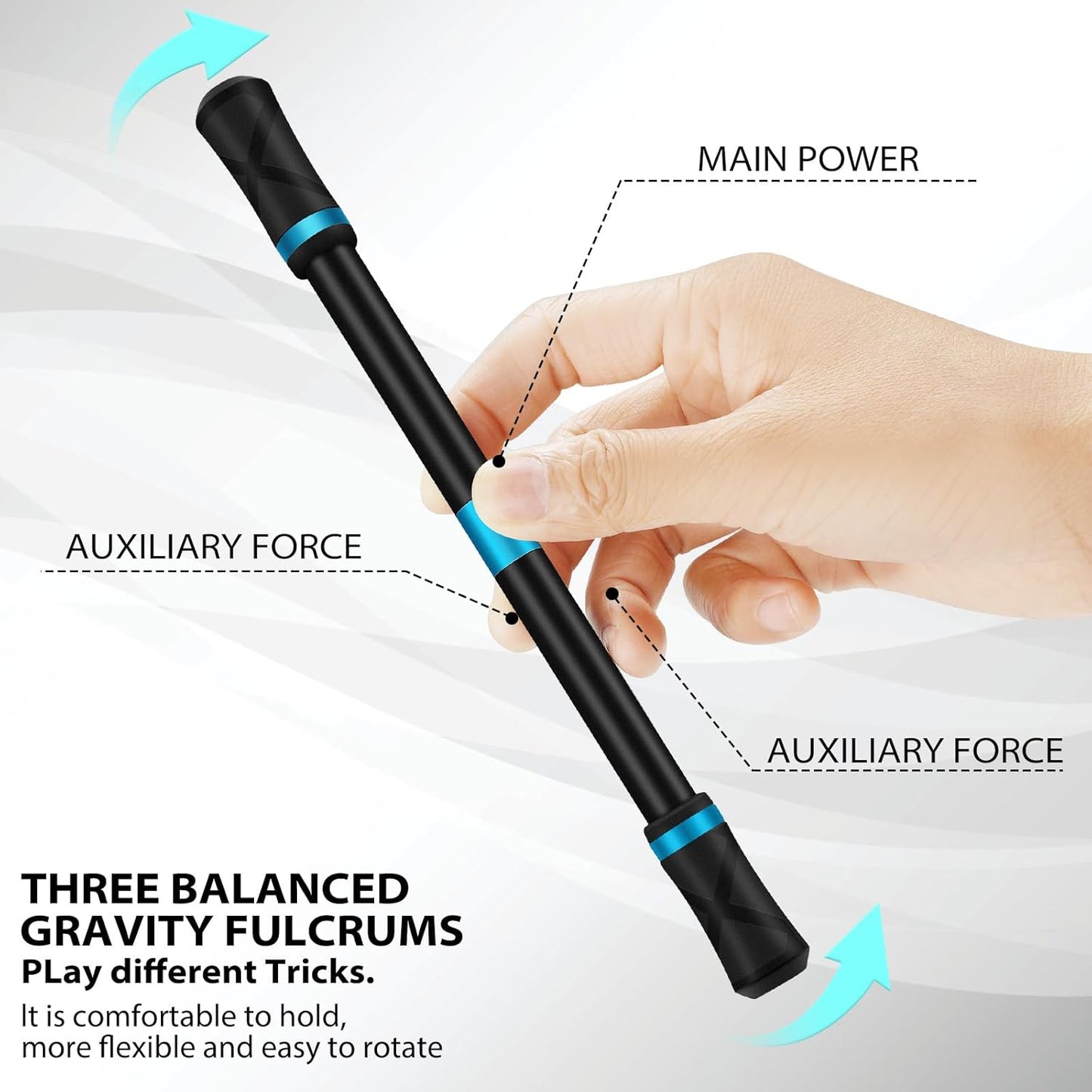 2 Pieces Pen Spinning Spinner Pen Gaming Pen Spinning Mod Gaming Spinning Pens Flying Spinning Pen Finger Rotating Pen for Kids Adults Office Supplies with Instruction Manual (Blue)