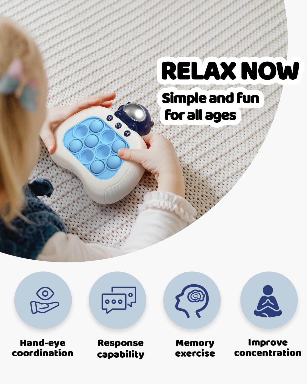 Quick Push Game Console,4 Modes Games, A Toy Game Machine That Exercises Reaction Ability and Improves Concentration |Teens Boys & Girls Ages 3-12 Years Old & Up (Light Blue)