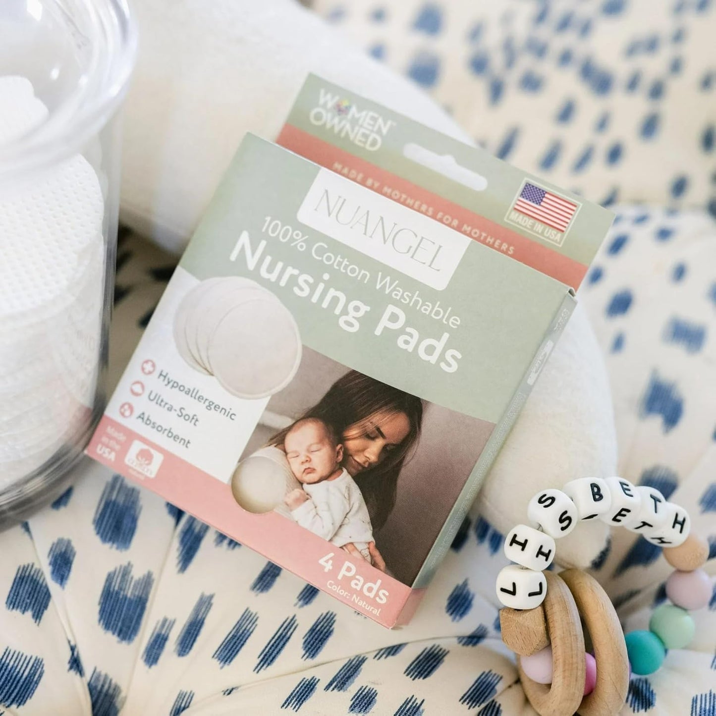 Natural Cotton Washable Nursing Pad, Essential for Newborn Care, Perfect Breast Pads for Leaking Milk, Nipple Pads for Nursing Newborns, Must-Have for Breastfeeding Moms (4 Pads per Package)