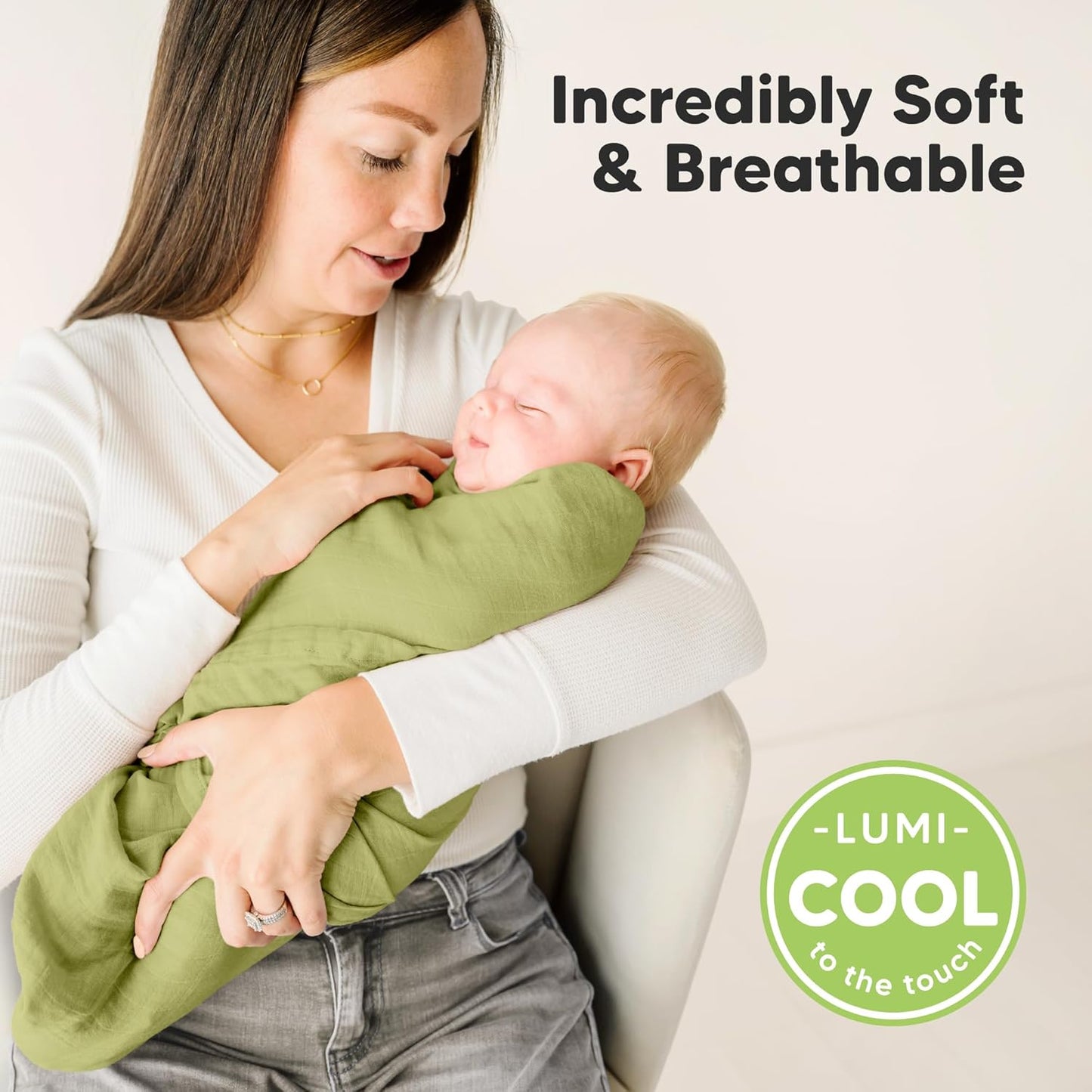 4-Pack Muslin Swaddle Blankets for Boys, Girls - Organic Baby Swaddles for Newborns, Soft & Breathable Receiving Baby Blankets for Girl, Boy, Neutral, Newborn Essentials Gift (Primeval)