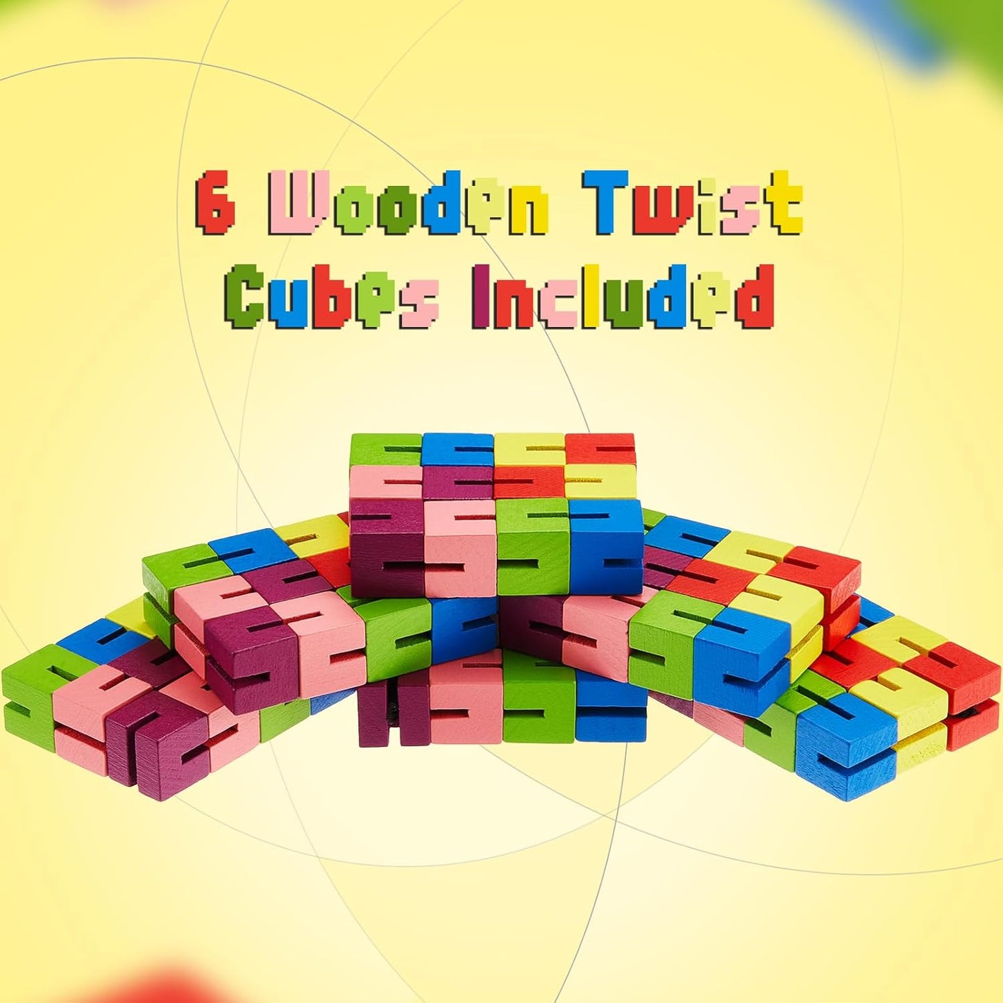 Wooden Toy Twist Block Cubes Puzzle Sensory Toys for Teens Party Favors for Boys and Girls (12 Pieces)