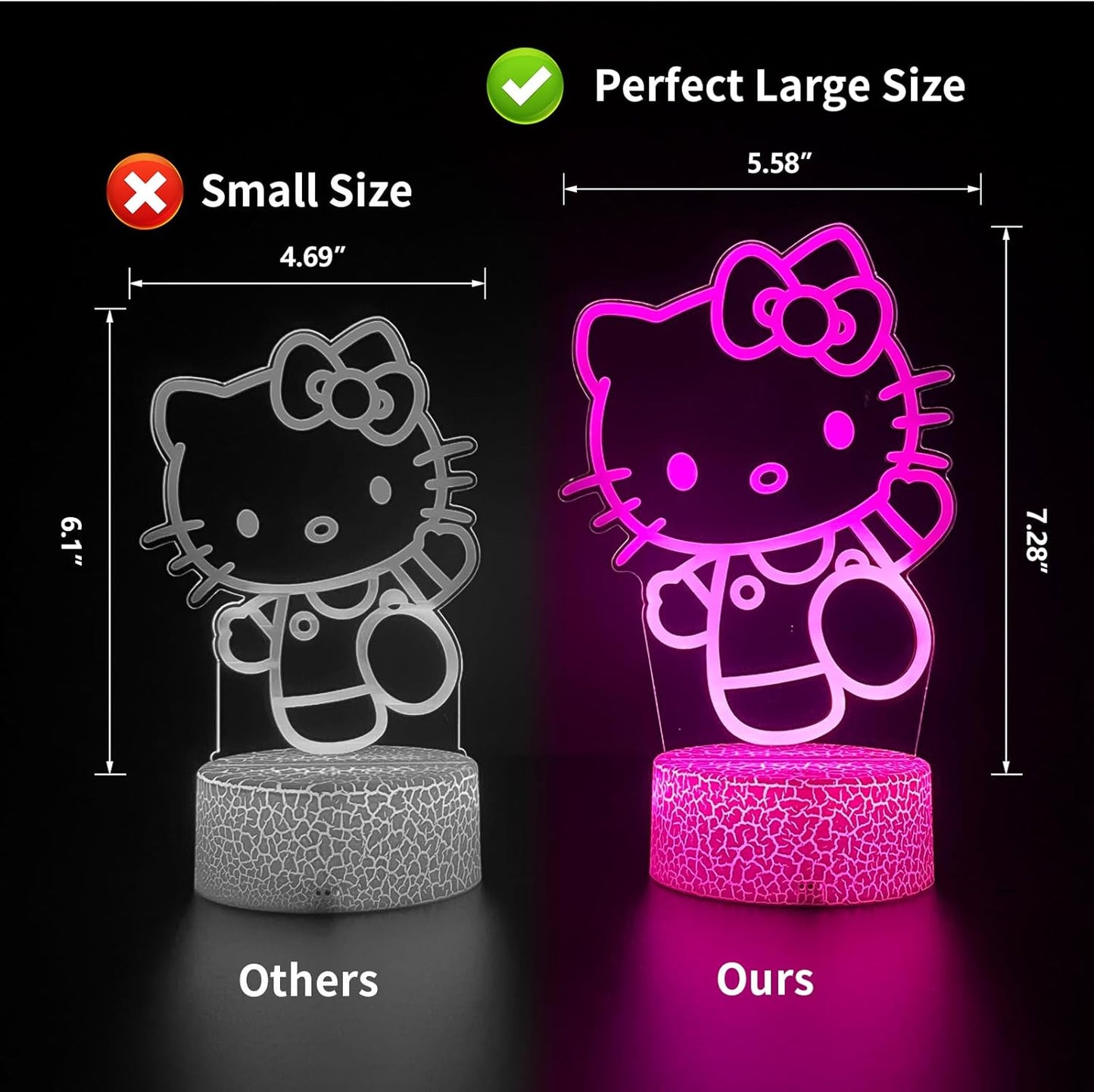 Cat Night Light Cute Night Light - Anime Charater 16 Color Change Decor Kitty Lamp with Remote, Dim, Timer,Kids Gifts for Christmas Birthday,Nursery Baby