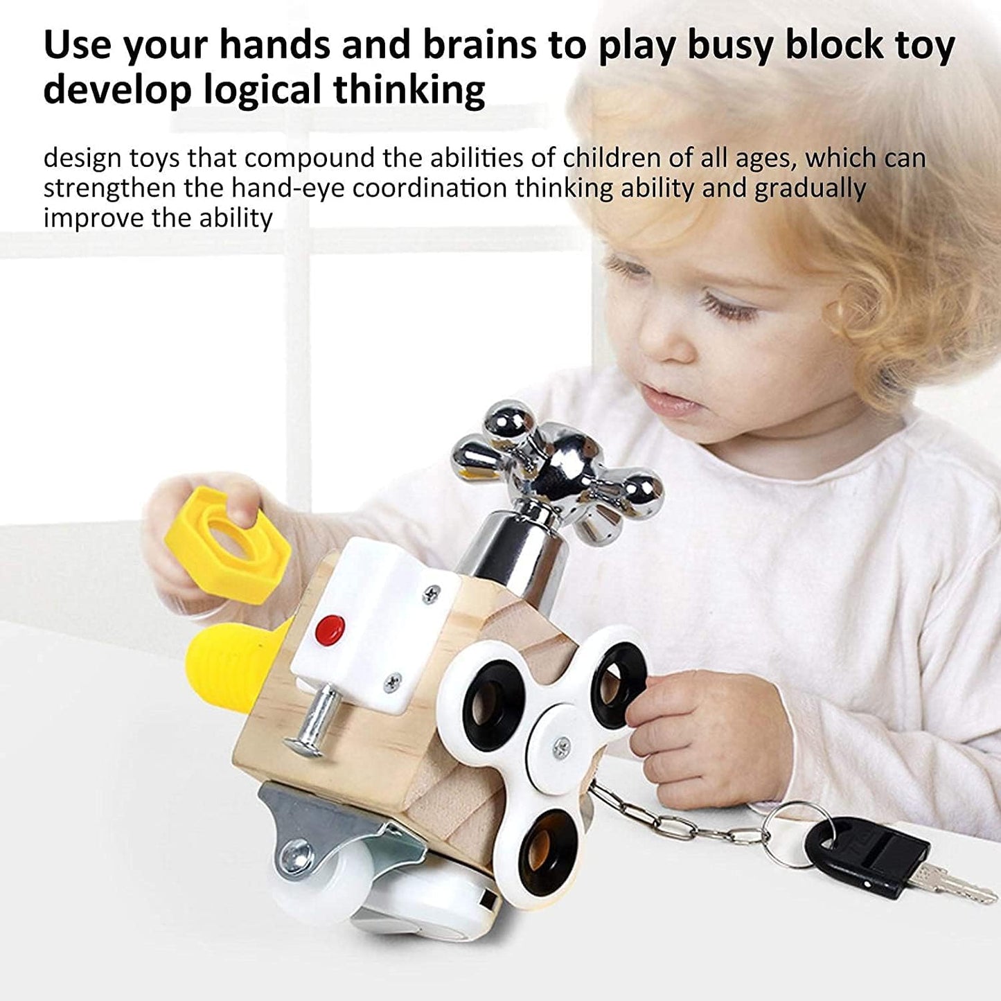 Busy Activity Cube, Fidget Cube Stress Cube, Portable Anti-Stress Toy Activity Board, Montessori Toy for Toddlers, Educational Toy for Children 36 Months +