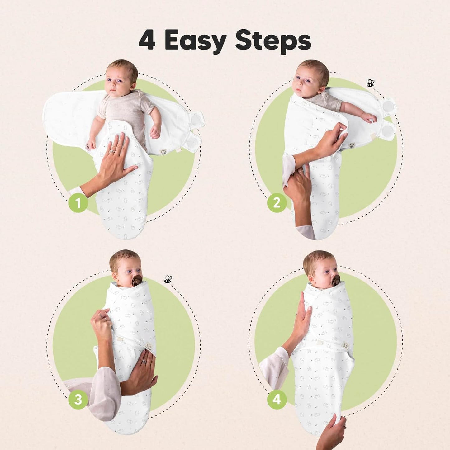 Baby Swaddle Sleep Sacks with Zipper - 3-Pack Swaddles for Newborns 0-3 Months, Infant, Baby Girls, Boys, Soft & Durable Newborn Sleep Sack, Easy Diaper Change Swaddling Blanket (Bunnies)