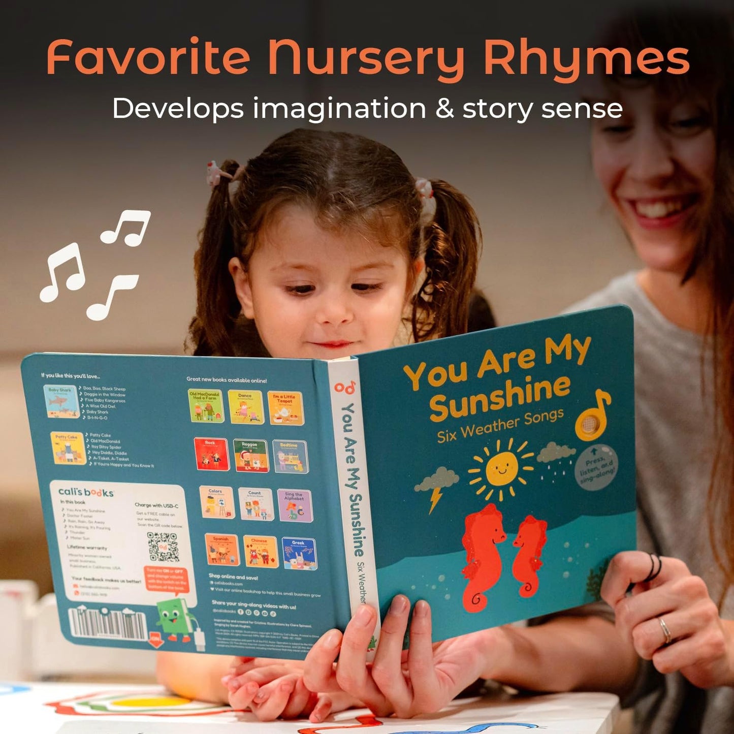 Cali's Books You are My Sunshine Nursery Rhymes | Interactive Sound Book | Musical Toys for Toddlers 1-3 | Sound Book for Babies and Toddlers | Interactive Baby Learning Toy.