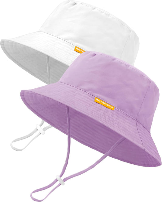 Baby Sun Hat Kids Summer UPF 50+ Toddler Bucket Hat Wide Brim Adjustable Beach Hats for Boys Girls Age 0-6 Years