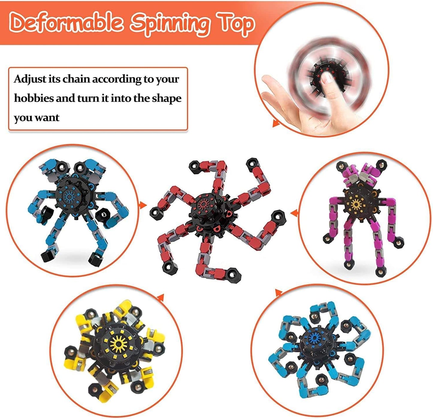 2024 New Fidget Toy Robot Spinners Sensory Toy (Red), Small