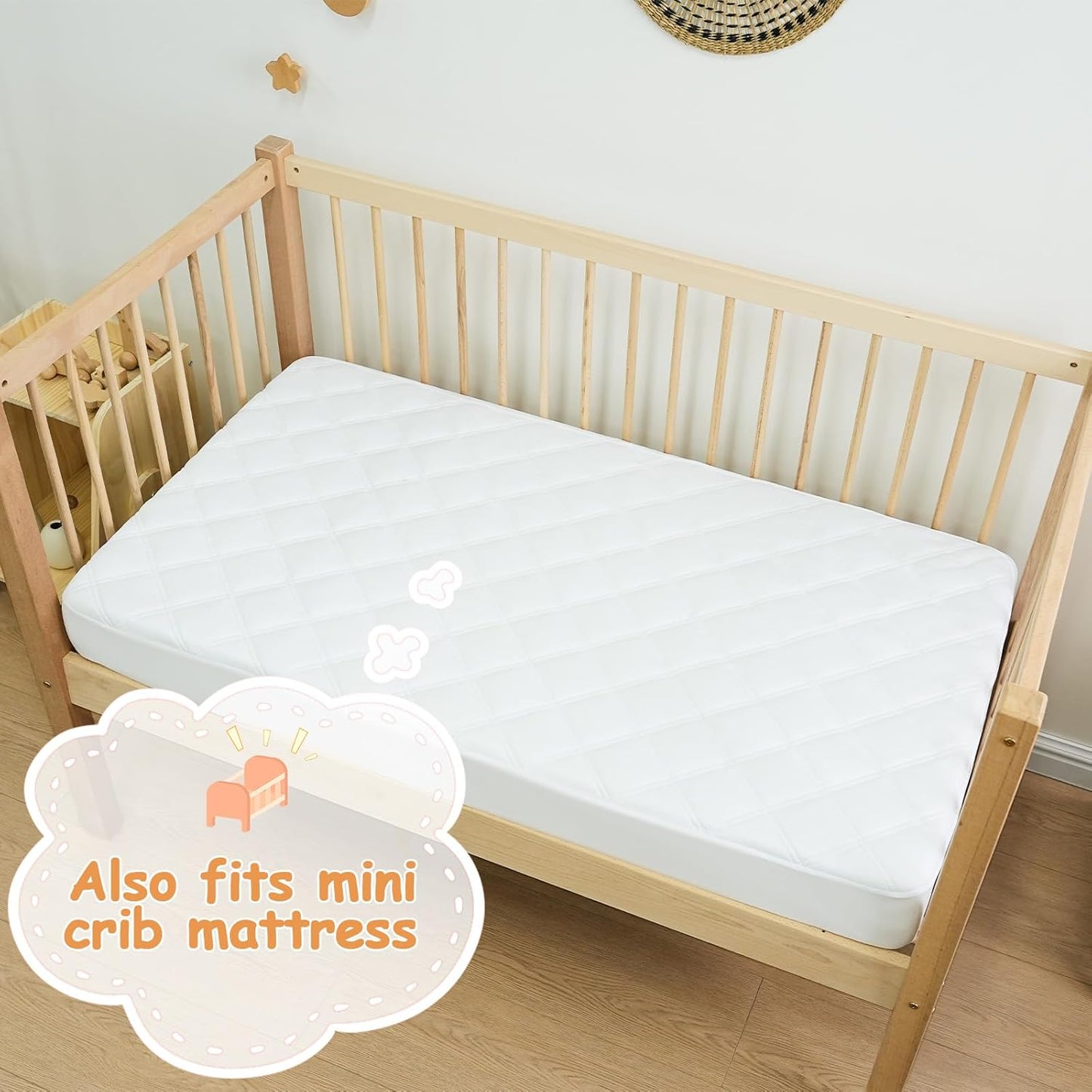 Yoofoss Waterproof Pack and Play Mattress Protector 2 Pack, Quilted Pack and Play Mattress Pad Cover Ultra Soft and Breathable, Playpen/Playard Mattress Sheet for Standard Pack n Play Size 39''x27''