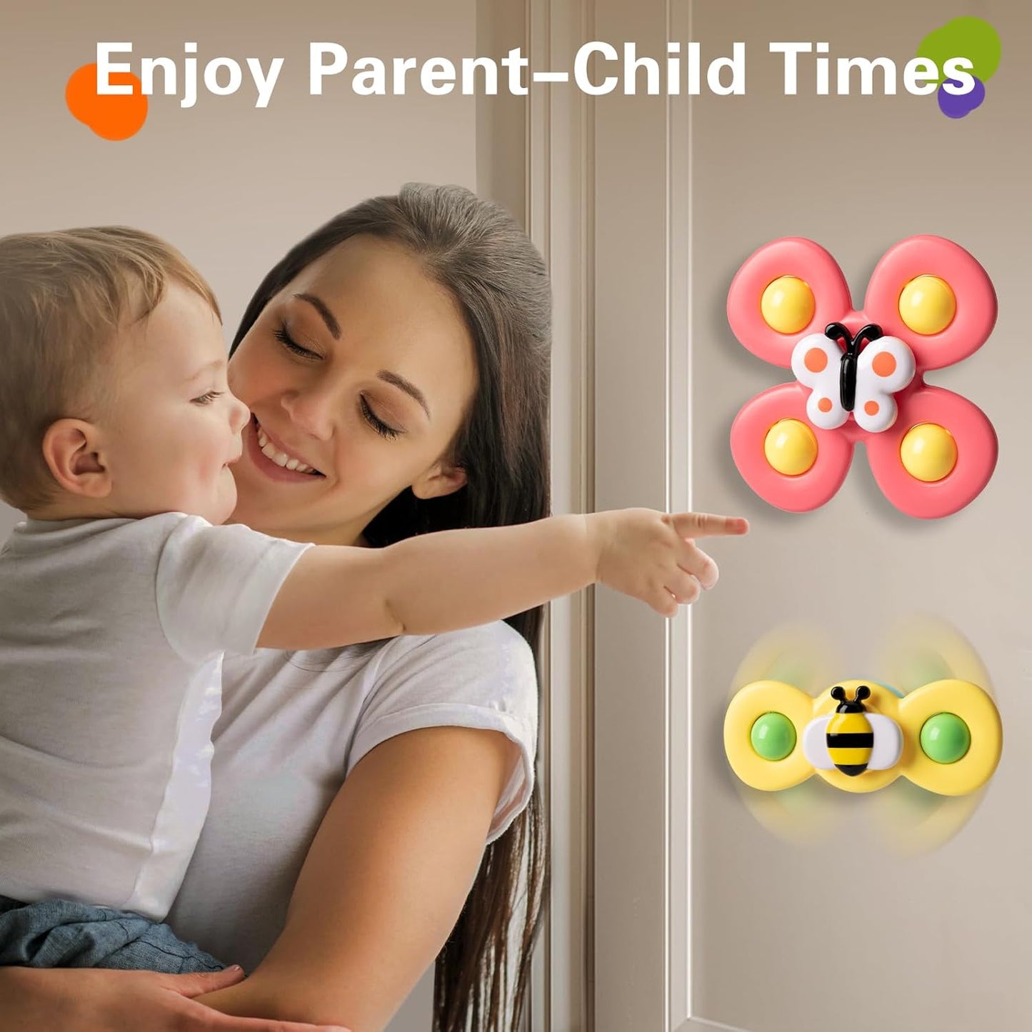 3PCS Suction Cup Spinner Toys for 1 2 Year Old Boys Spinning Toys 12-18 Months Sensory Toys for Toddlers 1-3 First Birthday Baby Gifts for Girls