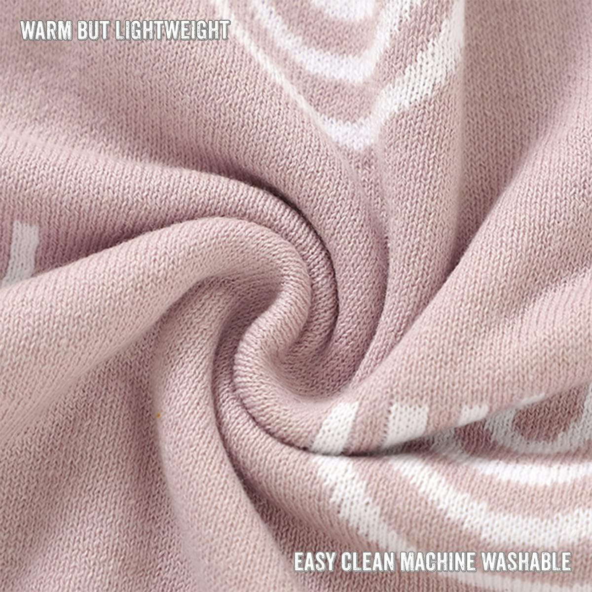 Knit Baby Swaddle Blanket for Girls - 100% Cotton Buttery Soft Cozy Receiving Swaddle Crib Stroller Blanket for Shower Gift Registry for Newborns, Infants, Toddlers (Rainbow - Pink)