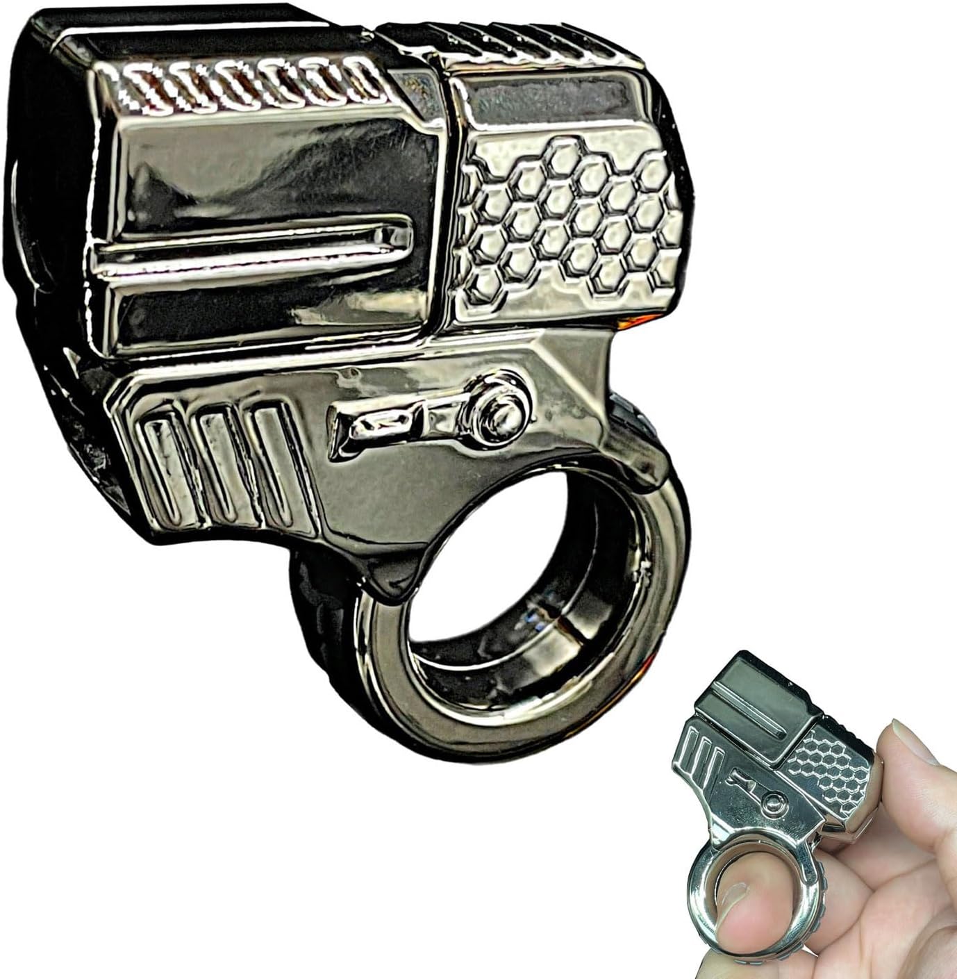 Alloy Gun Shape Fidget Ring EDC Fidget Spinner Metal Hand Spinner Adult Fidget Toys ADHD Tool Anxiety Stress Relief Toys Office Desk Toys (Gray)