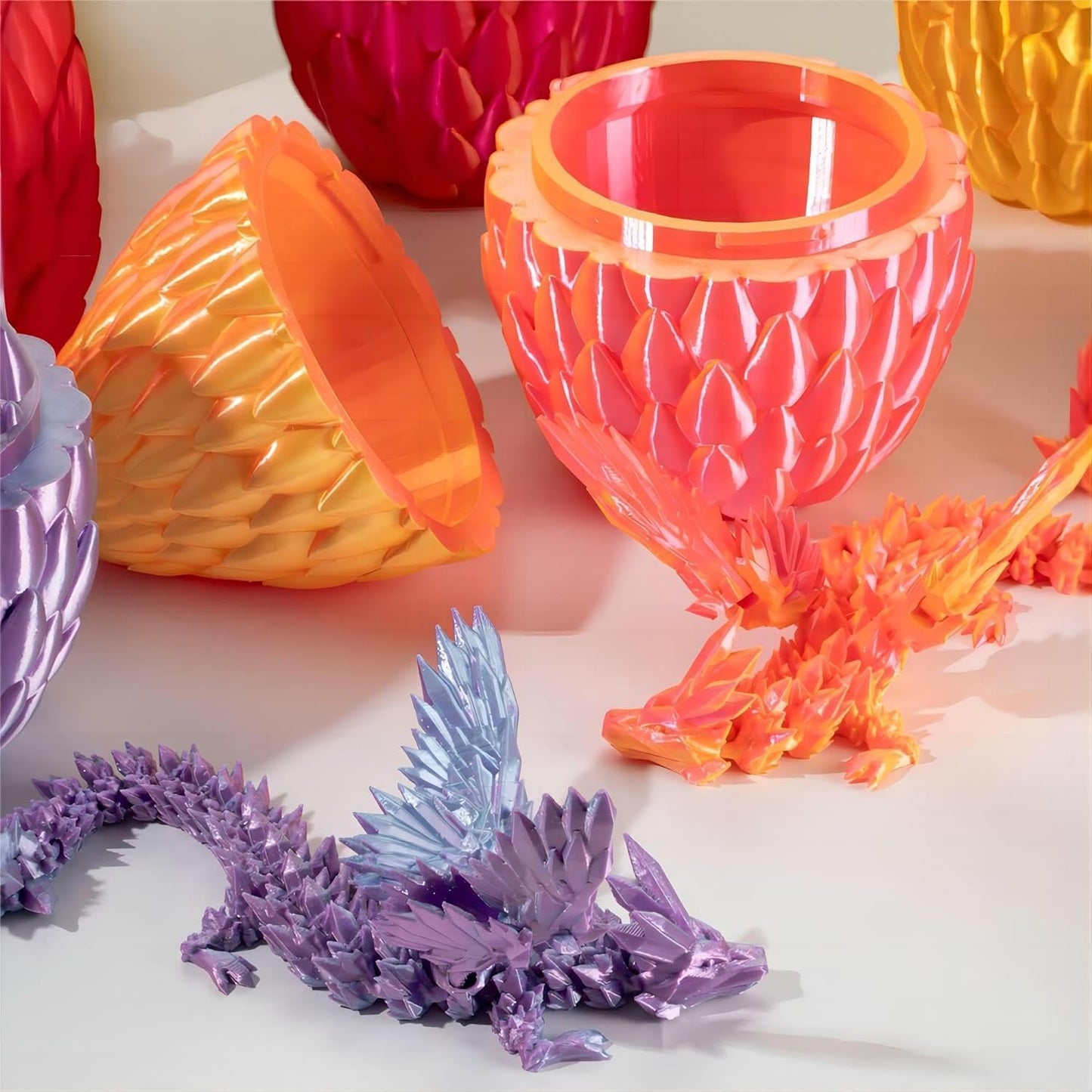 3D Printed Dragon Egg: Fun Dragon Egg Gift for Teen Son Girl，Home Office Decor Executive Desk Toys for Autism/ADHD, Red