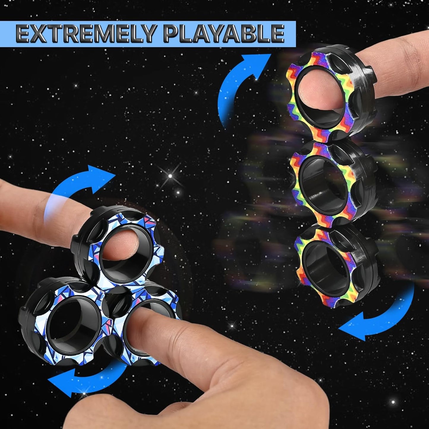Fidget Toys Adults Set, Easter Basket Stuffers Gift for Kids Teen Cool Gadget Sensory Pack with Figette Spinner Cube ADHD Anxiety Relief Stress Magnetic Ring Office Desk Manget Toy for Boys…