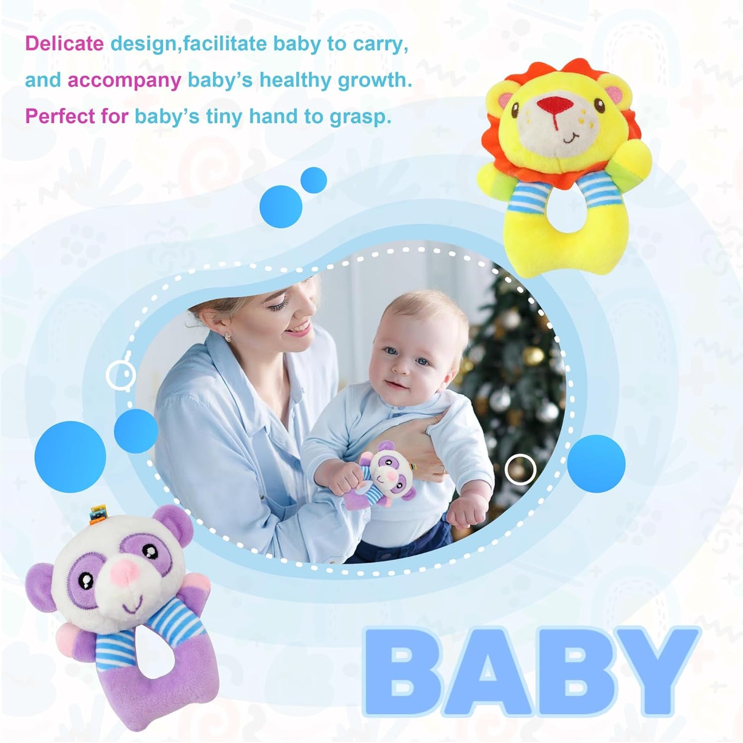 BLOOBLOOMAX Sock rattles for Babies 0-24 Months Baby Animal Foot Finder Educational Toys