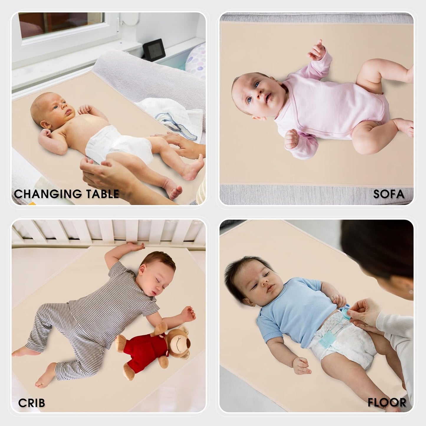 Vegan Leather Baby Changing Mat - Wipeable Portable Changing Pad, Foldable Travel Changing Mat for Baby, Newborns Toddlers Shower Gifts (Apricot,20"*28")