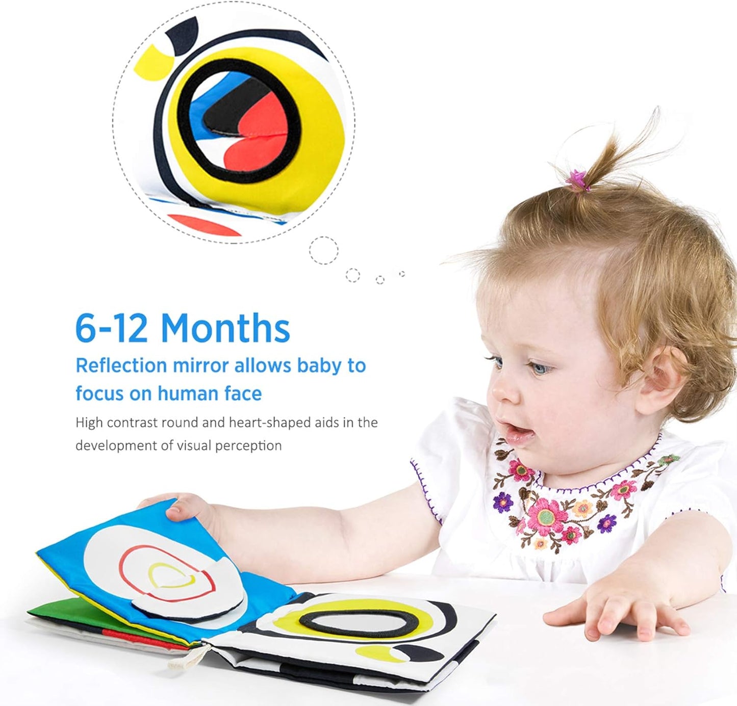beiens High Contrast Black and White Baby Book - Touch and Feel Crinkle Sensory Toy - Visual Stimulation Interactive Montessori Toys for 0-12 Months Infant Newborn - Baby Gift for Boys Girls