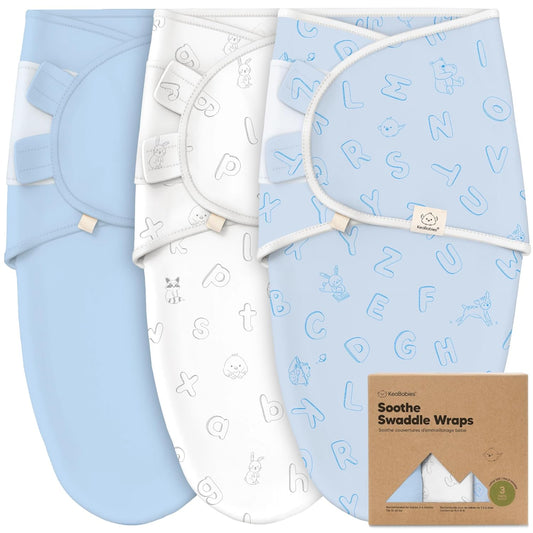 3-Pack Organic Baby Swaddle Sleep Sacks - Swaddles for Newborns, Infant 3-6 Months, Baby Girls, Boys, Soft & Snug Newborn Sleep Sack, Nursery Swaddling Blankets (ABC Land Cloud, Large)