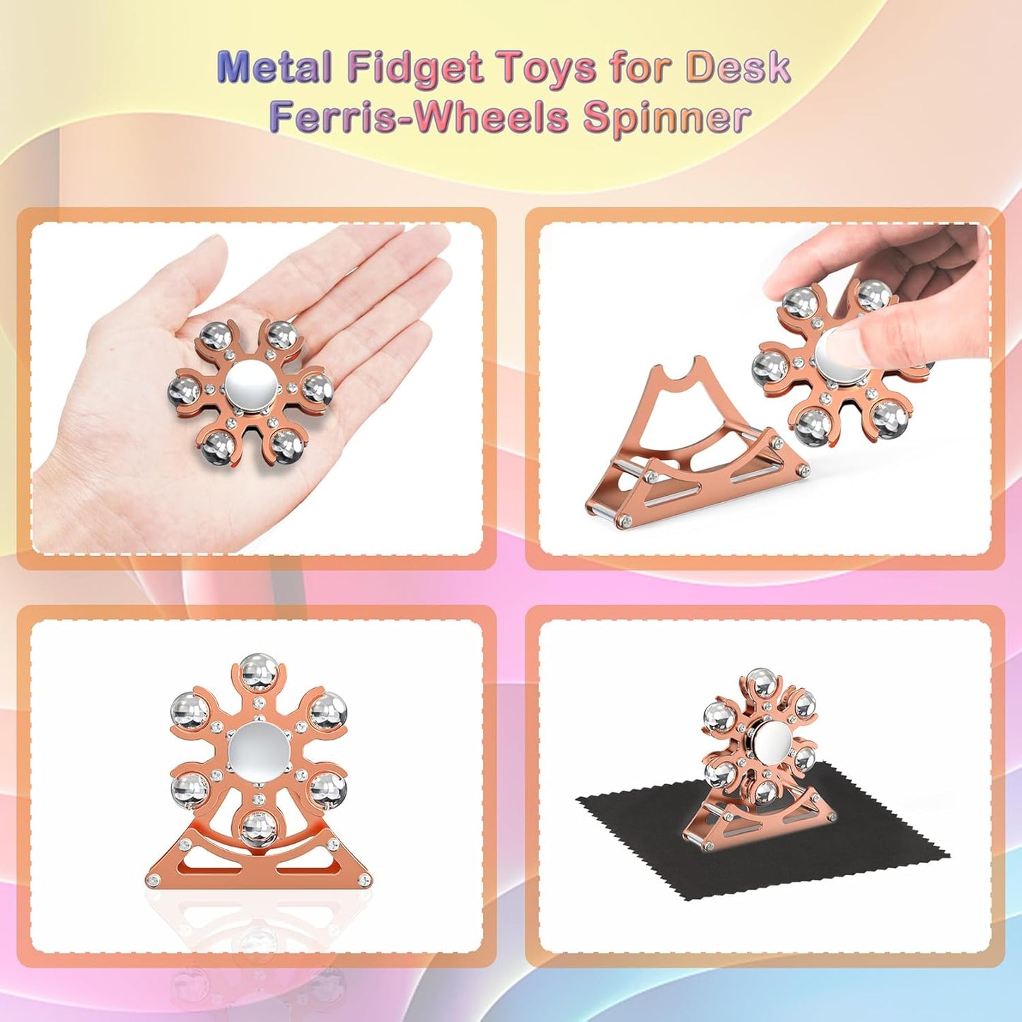 Desk-Fidget-Toys for Ferris-Wheels-Spinner: Metal Kinetic-Spinner 4mins, Cool-Gadgets for Kid Children Teen Adult EDC-Toy, ADHD Tools Cool-Stuff Stress Relief Gift for Office Home School Christmas