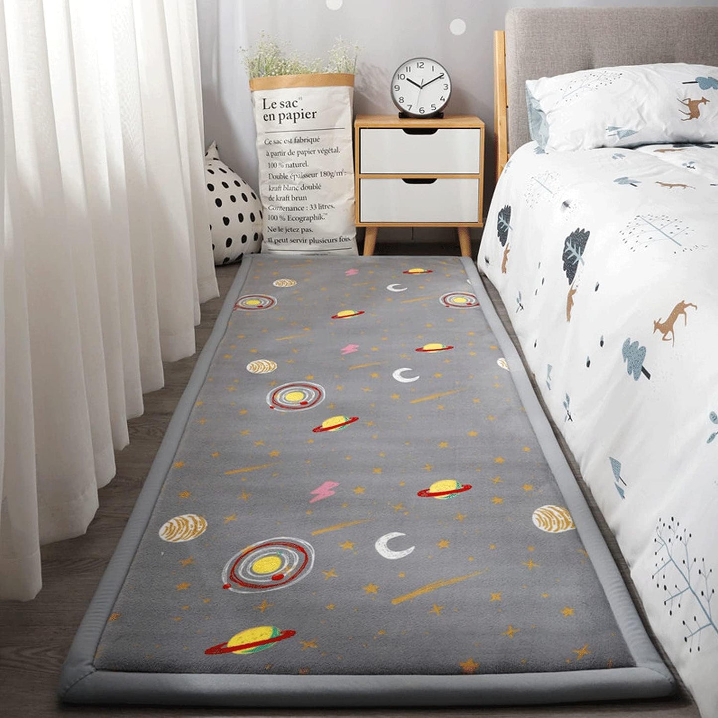 Loartee Coral Velvet Area Rug - 1" Thick Memory Foam Baby Play Mat, Washable Toddler Carpet, Home Decor for Living Room, Nursery, Kids Bedroom, Astral Gray, 4'11"x4'11"