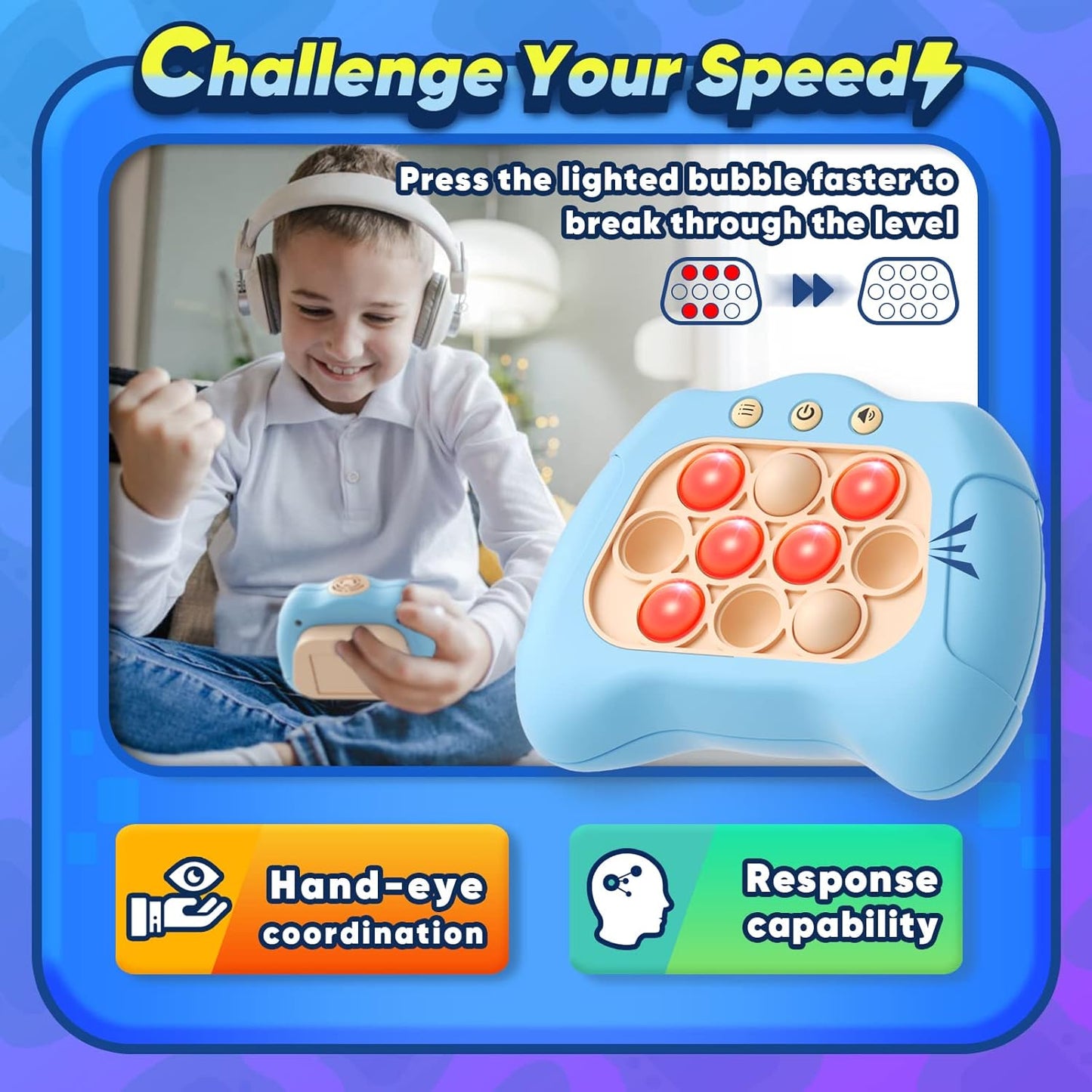 Handheld Game for Kids 6-12, Sensory Fidget Toys for kids 8-12, Birthday Gifts for 6 7 8 9 Year Old Boys & Girls & Teens-Blue