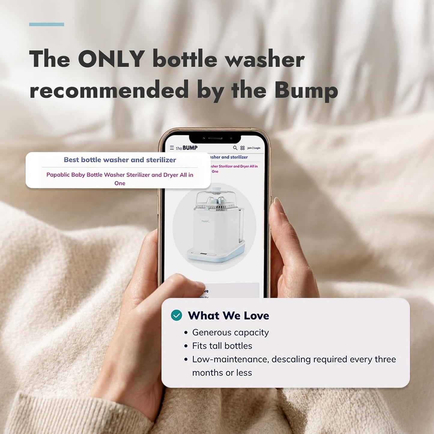 Papablic Bottle Washer Pro, Bottle Washer & Sterilizer & Dryer, 4-in-1 Bottle Washer Sanitizer for Bottles, Pump Parts, & Baby Essentials - Quick & Clean with 60 Detergent Tablets