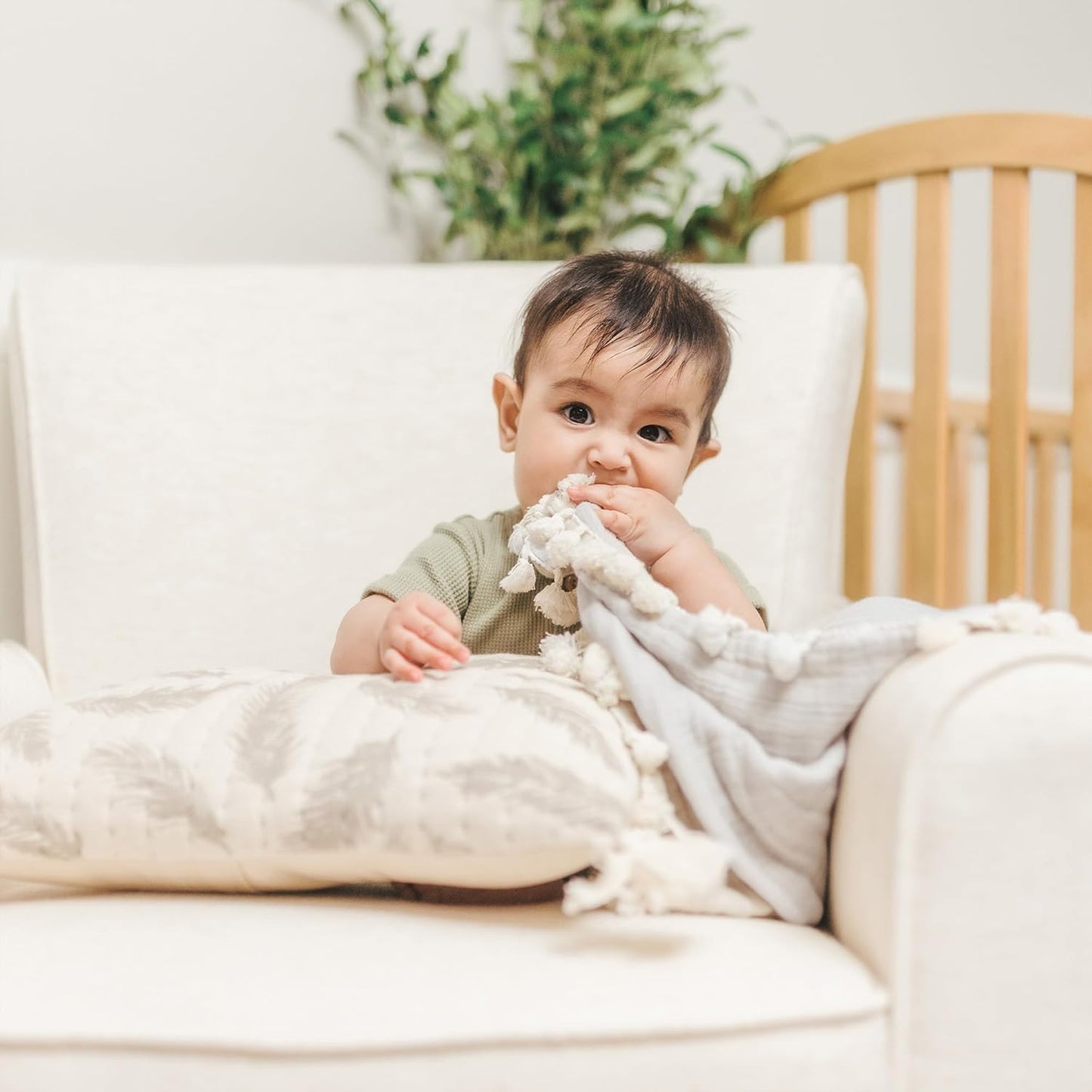 Crane Baby Muslin Swaddle Blanket, Soft Cotton Lightweight Nursery and Stroller Blanket for Baby Boys & Girls, Moonstone, 30" x 40"