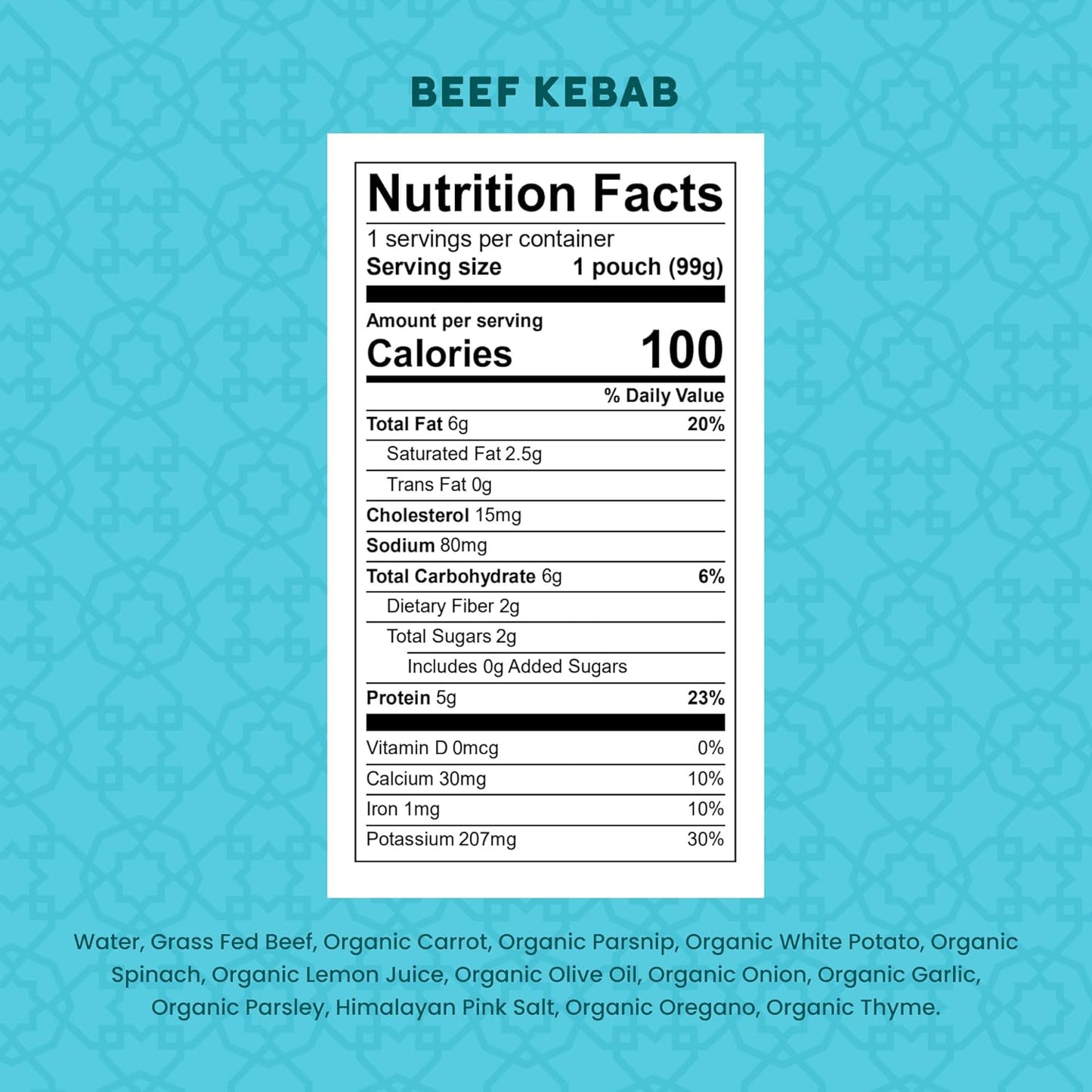Serenity Kids 7+ Months World Explorers Beef Kebab Baby Food Pouches - Grass-Fed Beef & Organic Veggies - BPA-Free Baby Snack - Ages 7+ Months - 3.5 Oz 6 Pack