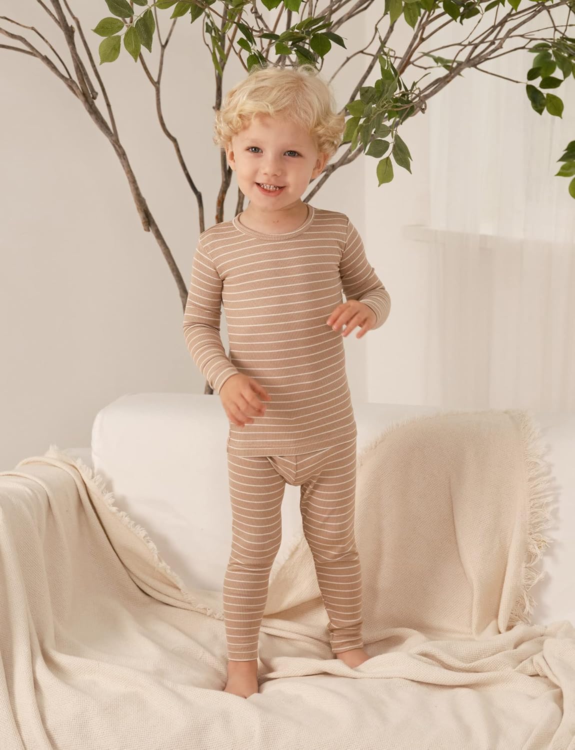 AVAUMA Stripe Pattern Baby Boys Girls Pajama Set Kids Toddler Snug fit Ribbed Sleepwear pjs for Daily Life Style