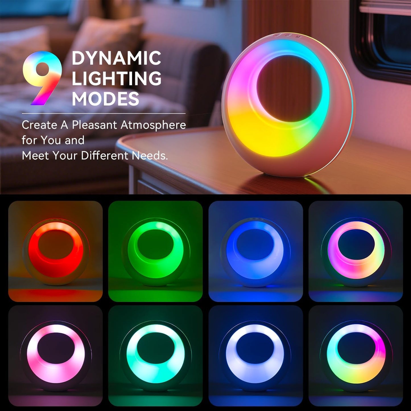 Nursery Night Light for Baby, Magic Moon Lamp for Kids and Adult 7 Lighting Colors & 9 RGB Modes, Rechargeable Bedside Table Lamp with Timing Function, Sleep Aid Nursing Lamp for Bedroom