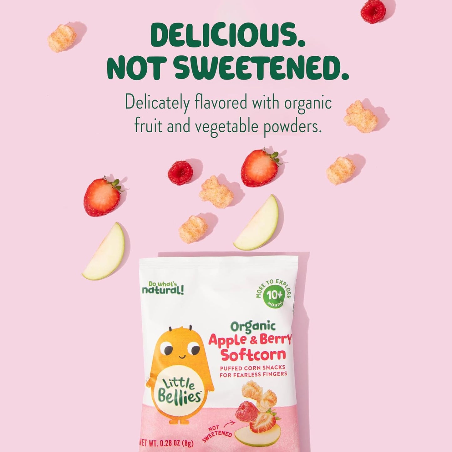 Little Bellies Organic Softcorn Variety Pack, Apple & Berry and Banana (Pack of 18 x 0.28 oz Individual Packs)