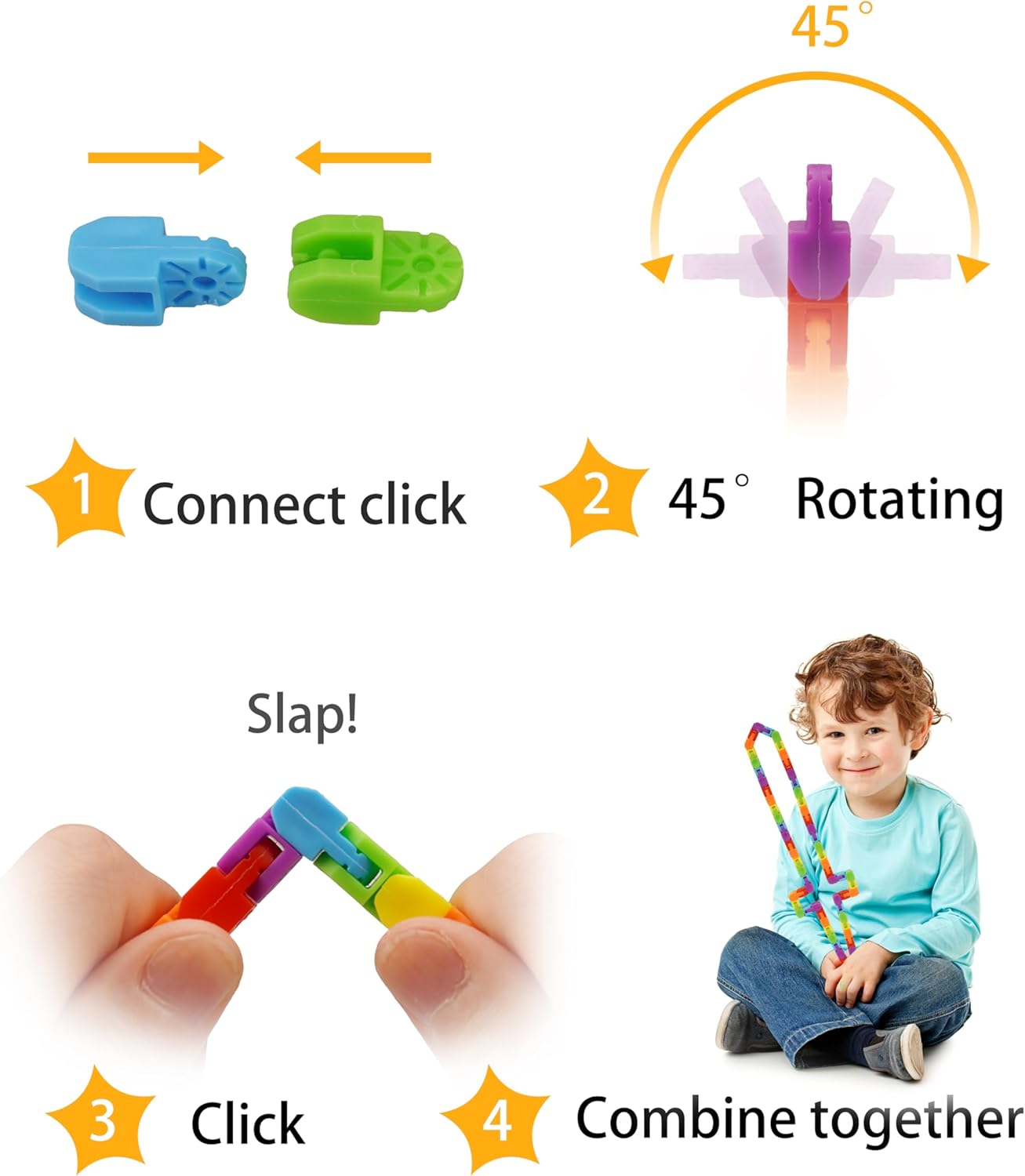 Ganowo 30 Pack Fidget Toy Wacky Tracks Snap and Click Fidgets Sensory Toys Party Favors ,Classroom Reward,School,Christmas Stocking Stuffers for Adults ,Kids