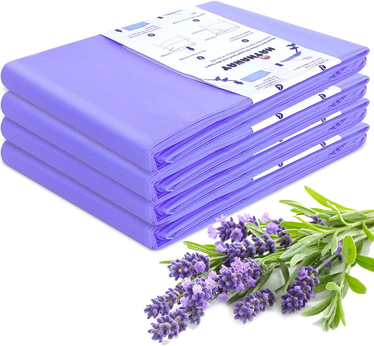 Diaper Pail Refill Bags Compatible With Dekor Plus Diaper Pail, Extra 30% Length, Lavender Scent, 4 Pack