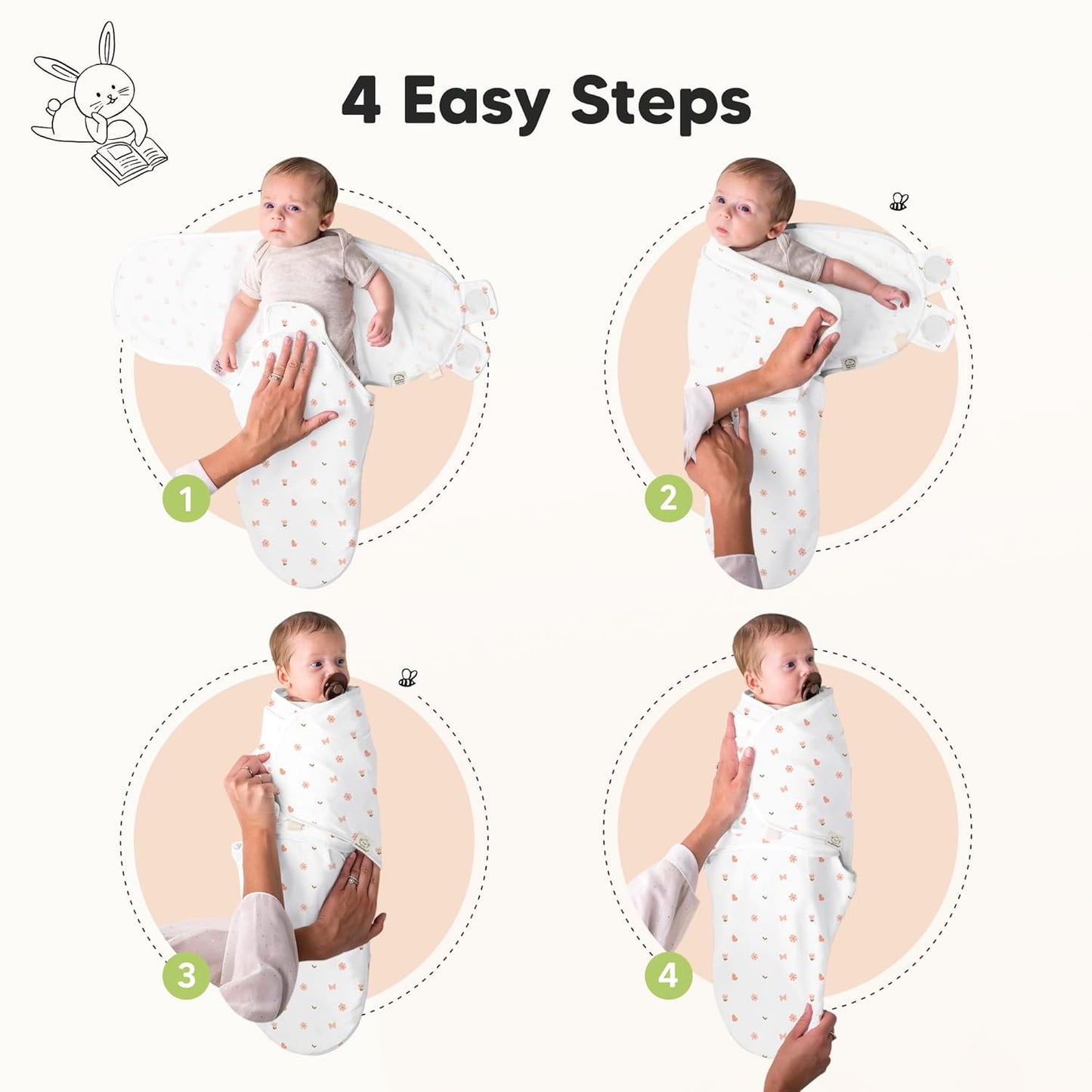 KeaBabies 3-Pack Organic Baby Swaddle Sleep Sacks - Swaddles for Newborns, Infant 3-6 Months, Baby Girls, Boys, Soft & Snug Newborn Sleep Sack, Nursery Swaddling Blankets (Butterflies, L)