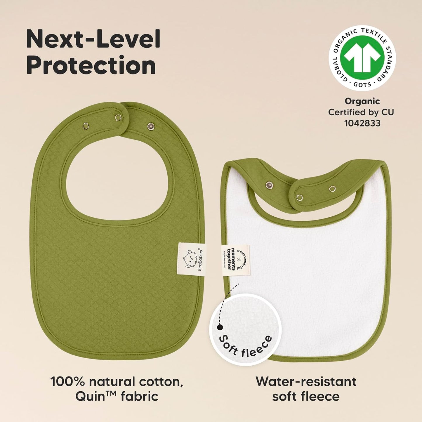 8-Pack Organic Baby Bibs for Girls, Boys - Quilted Cotton Cloth Baby Drool Bibs for Drooling and Teething Toddler, Newborn, Infant, Soft & Super Absorbent (Sahara)